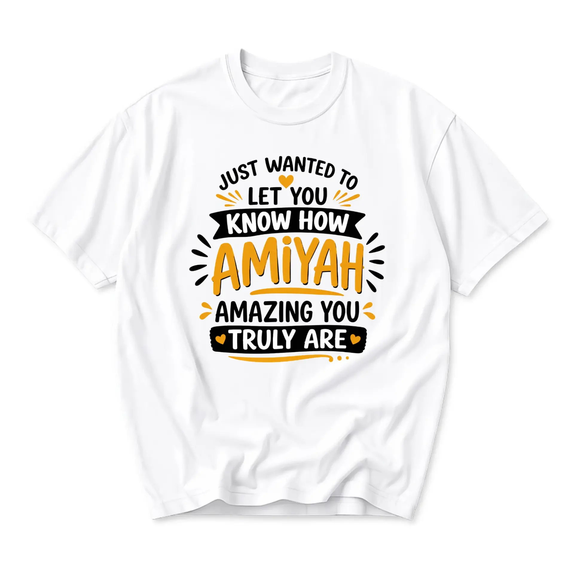 Graphic Tee Unisex Crew Neck Shirt Featuring Amiyah Custom Name Inspirational Message Design on Soft Cotton Fabric