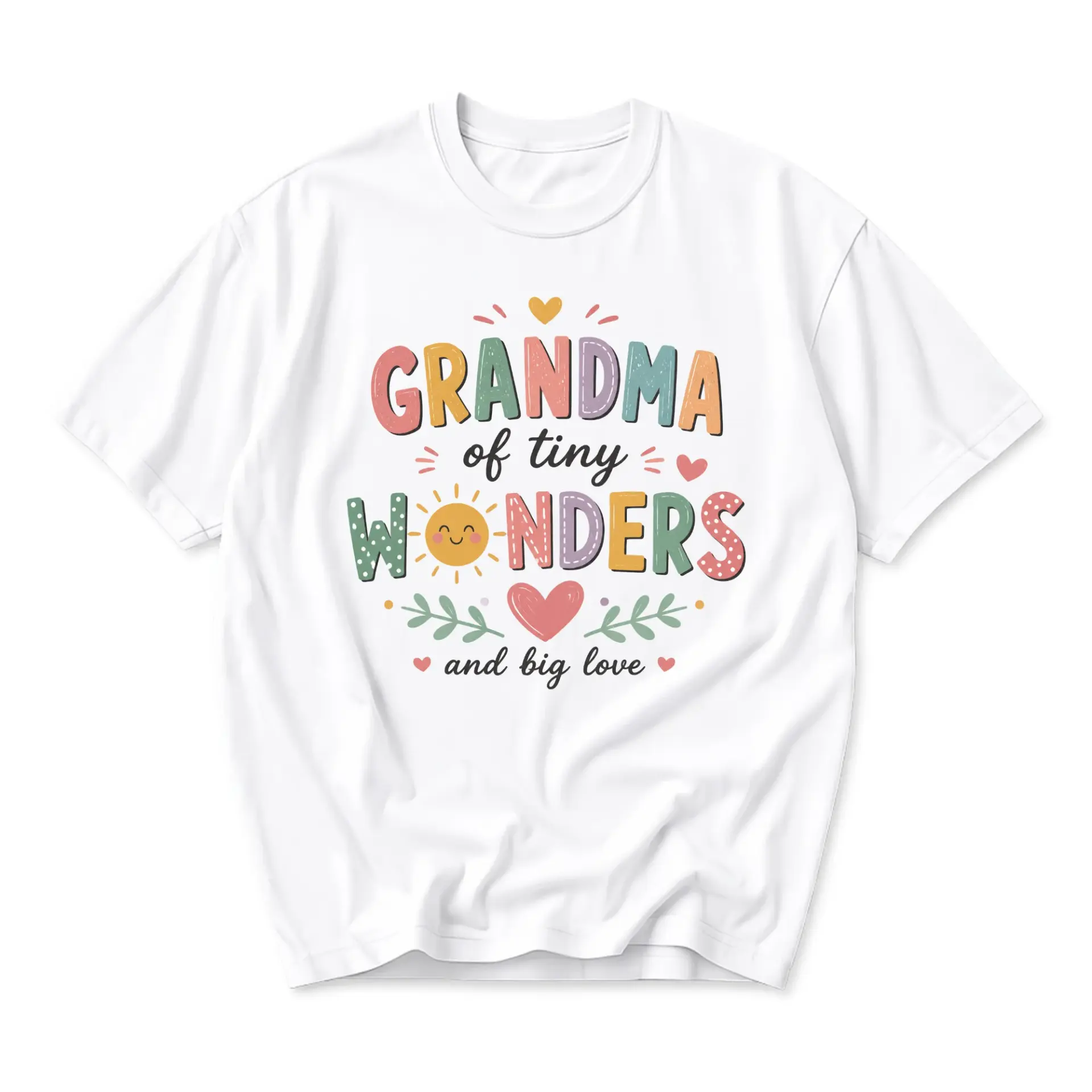 Graphic Tee Grandma of Wonders and Big Love Shirt Soft Cotton Unisex Crew Neck Casual Everyday Apparel Top