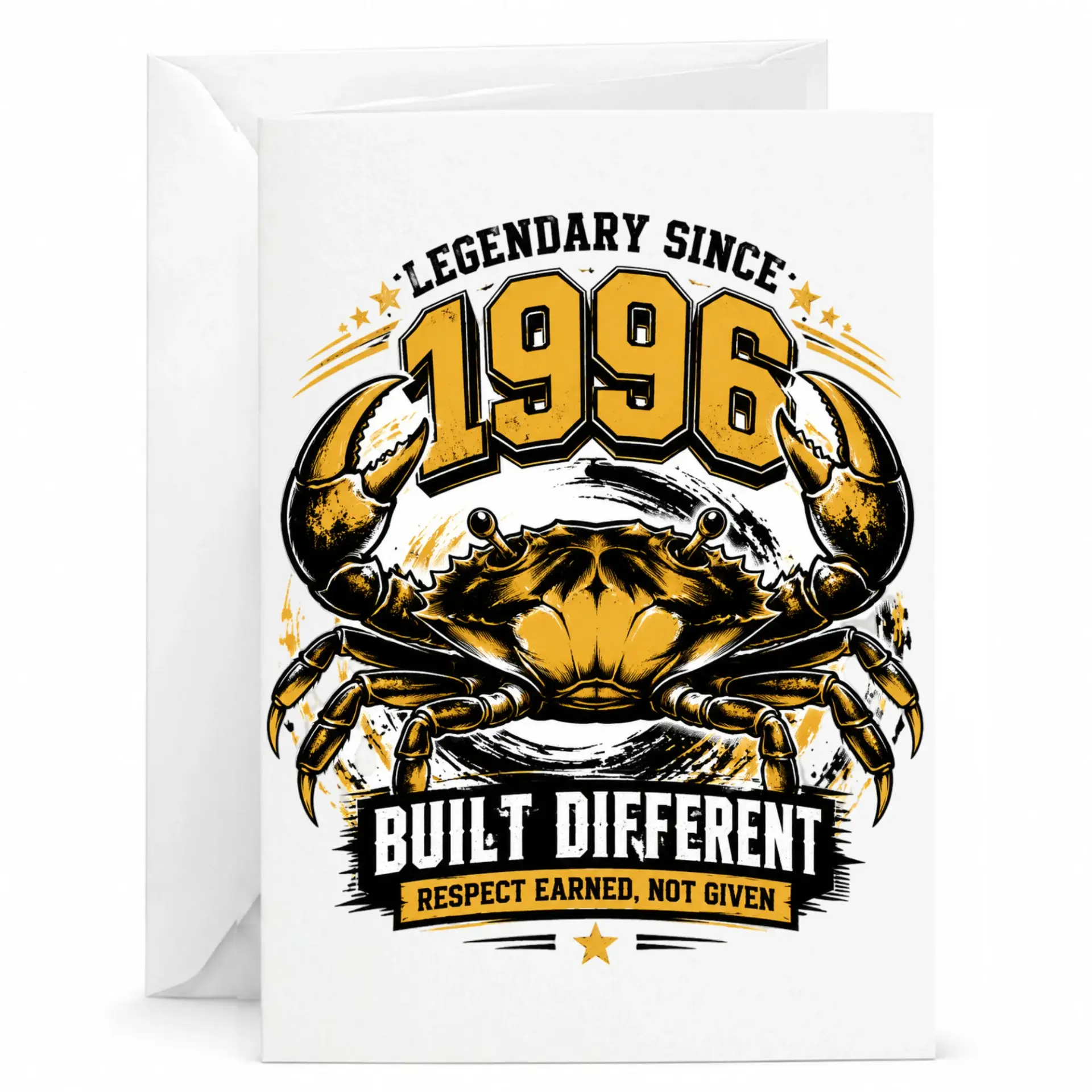 Birthday Card Legendary Since 1996 Graphic Greeting Card for Vintage Birth Year Milestone Celebration with White Envelope
