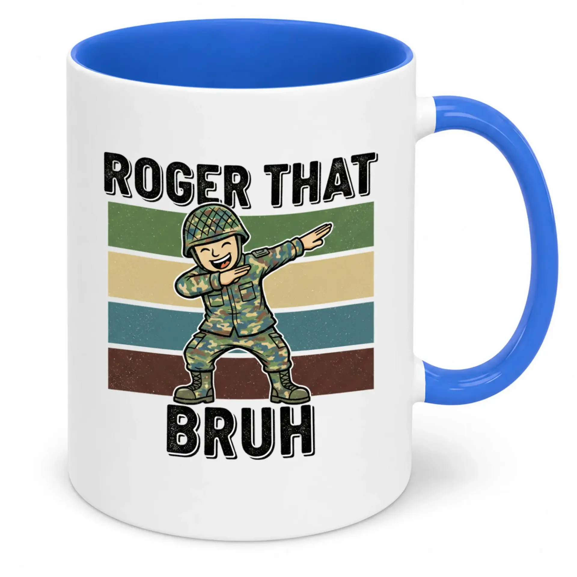 Funny Military Soldier Dab Ceramic Coffee Mug "roger That Bruh" Themed Novelty Beverage Cup for Home Office or Gift