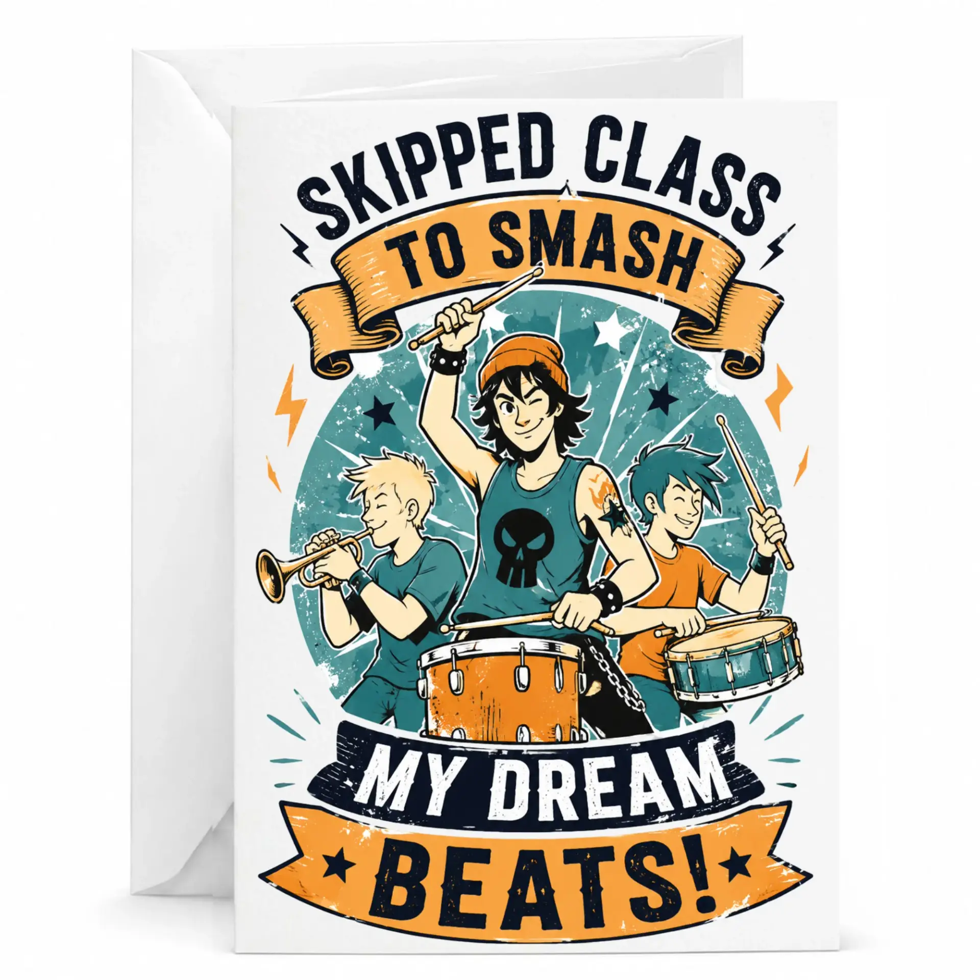 Funny Greeting Card Skipped to My Beats Musician Design for Drummers and Band Members