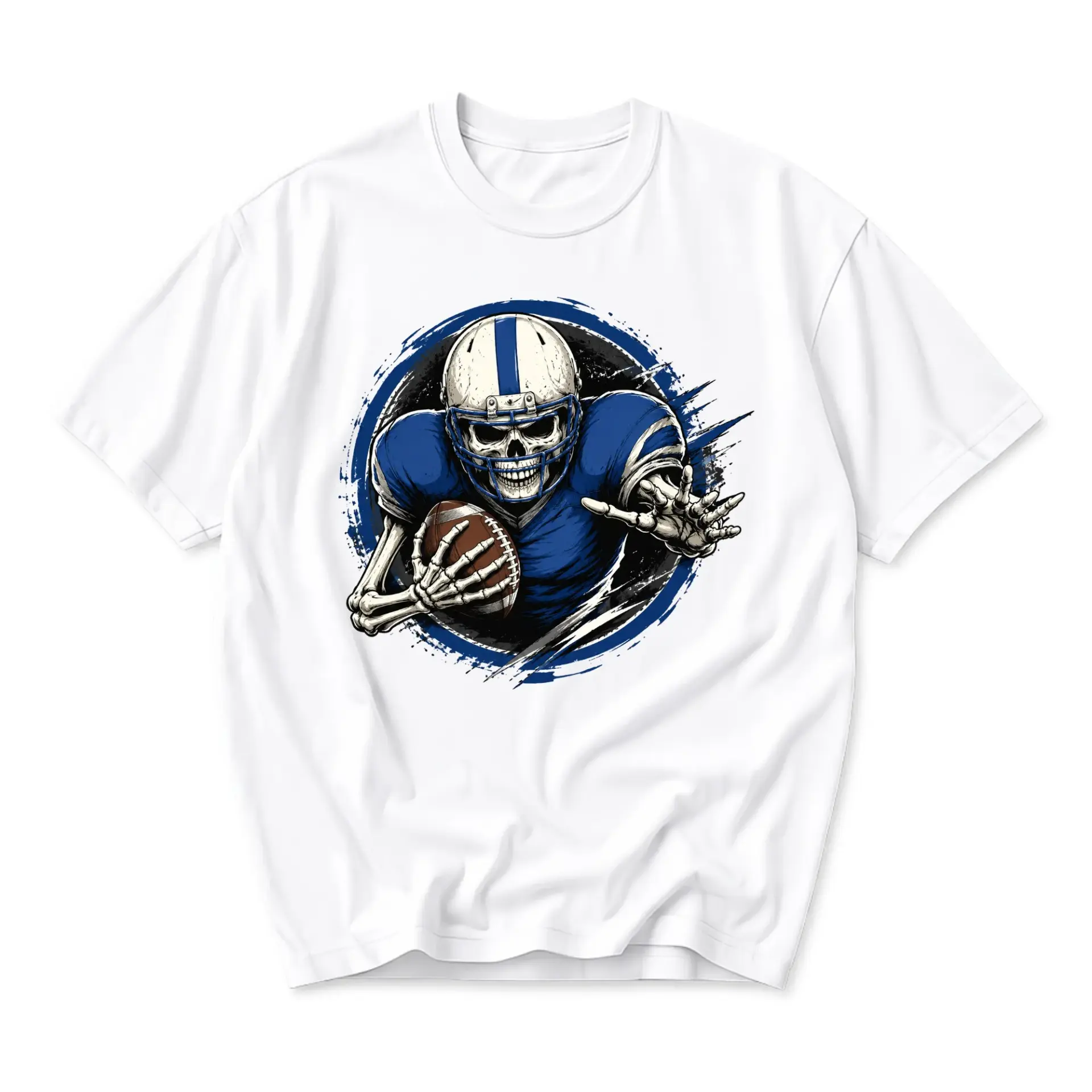 Graphic Tee Football Skeleton Art Print Unisex Crew Neck Casual Everyday Short Sleeve Cotton Blend T-Shirt Top White