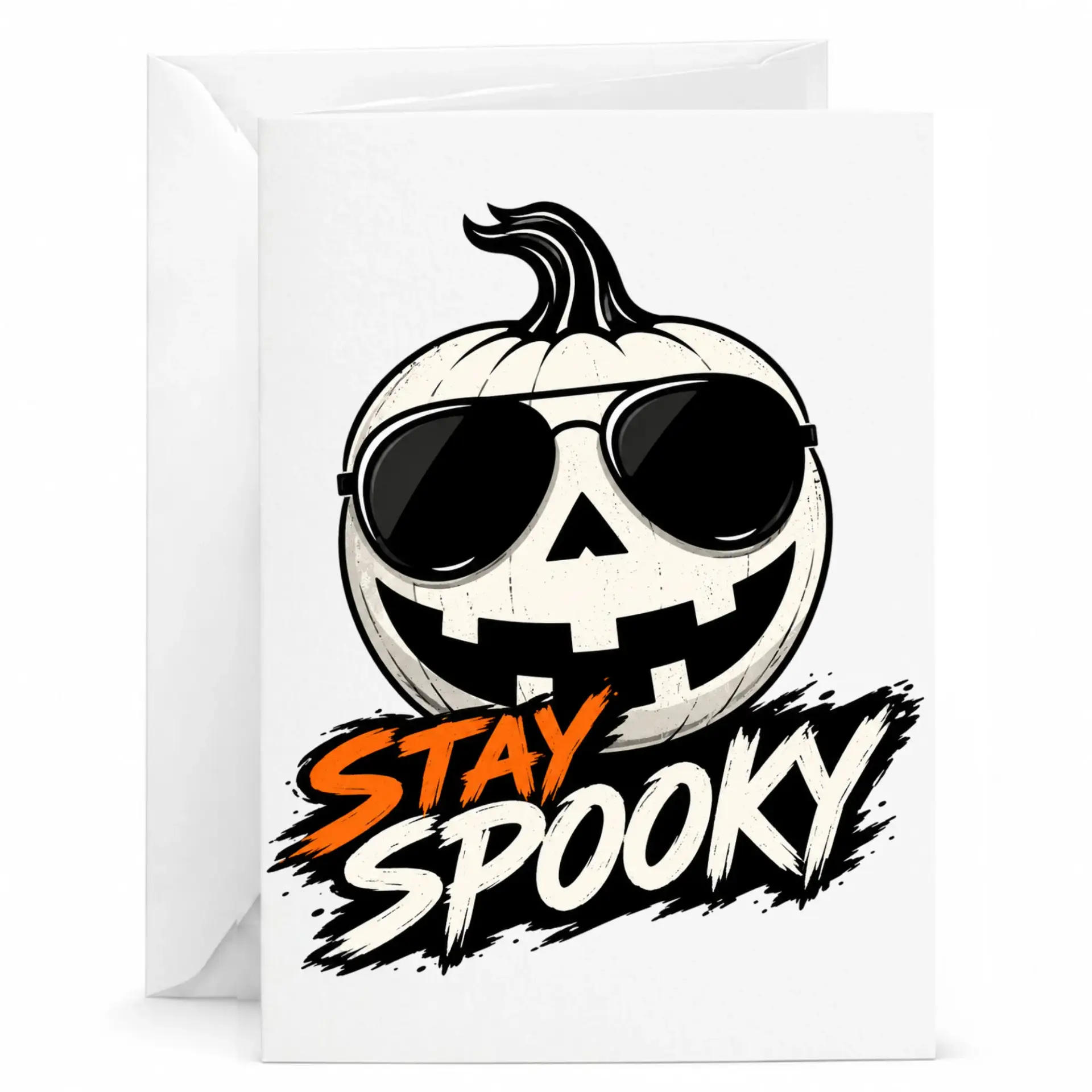 Funny Greeting Card Stay Spooky Pumpkin Design for Autumn Celebrations and Halloween Season Festive Stationary