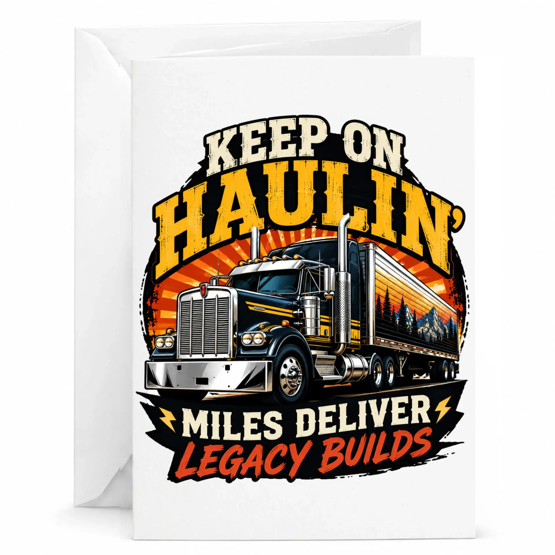 Greeting Card Keep on Haulin Deliver Builds Semi Truck Driver Professional Transport Enthusiast Art Note