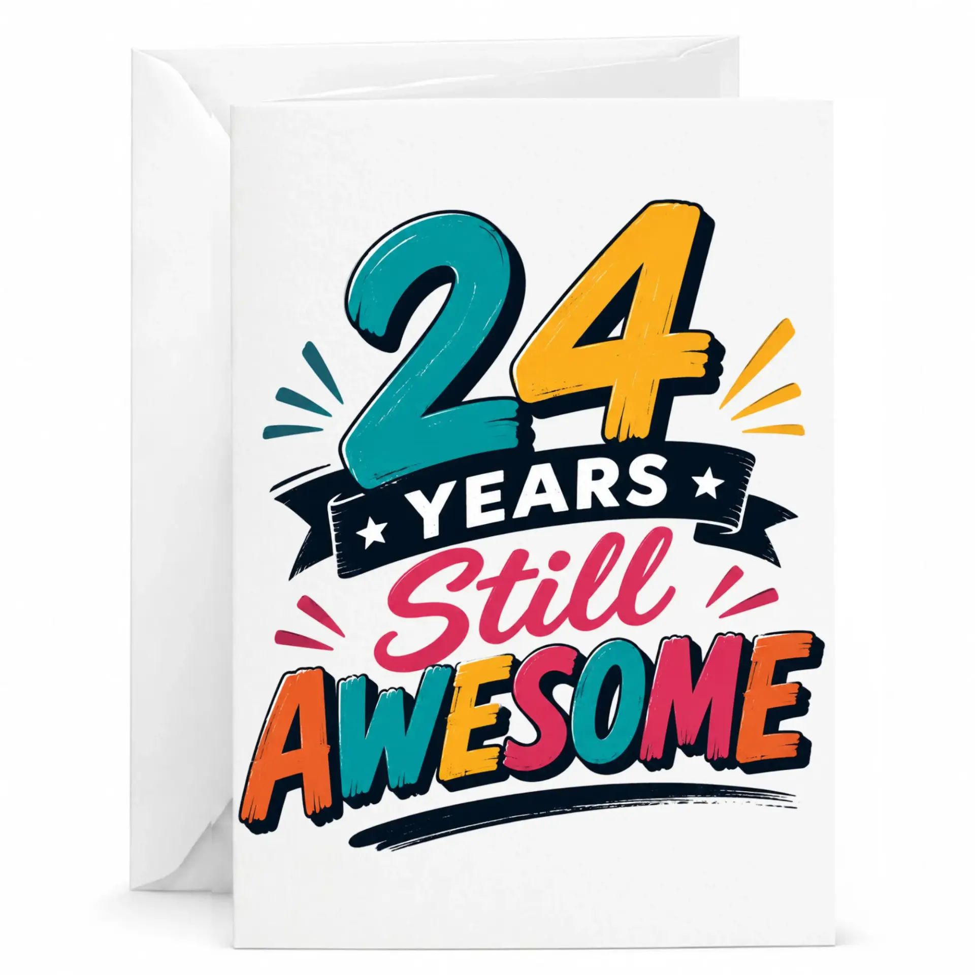 Greeting Card 24 Years Still Awesome Funny Anniversary Birthday Celebration Card for Friend Spouse Partner Colleague
