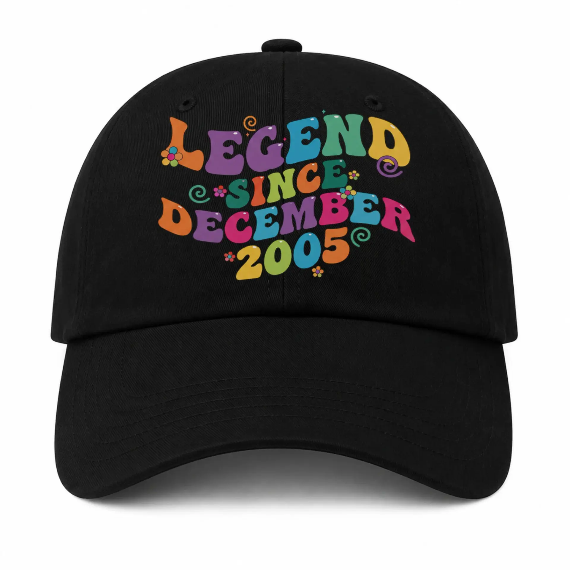 Baseball Cap Legend Since December 2005 Retro Groovy Typography Hat
