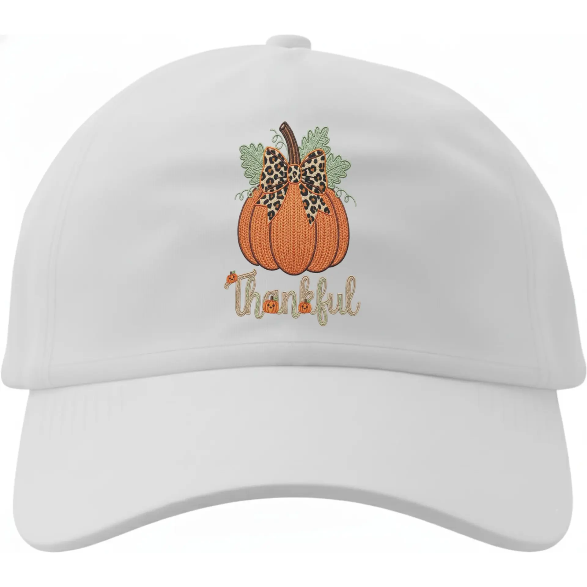 Baseball Cap with Thankful Pumpkin Design Fall Season Autumn Accessory Adjustable Lightweight Cotton Hat for Adults