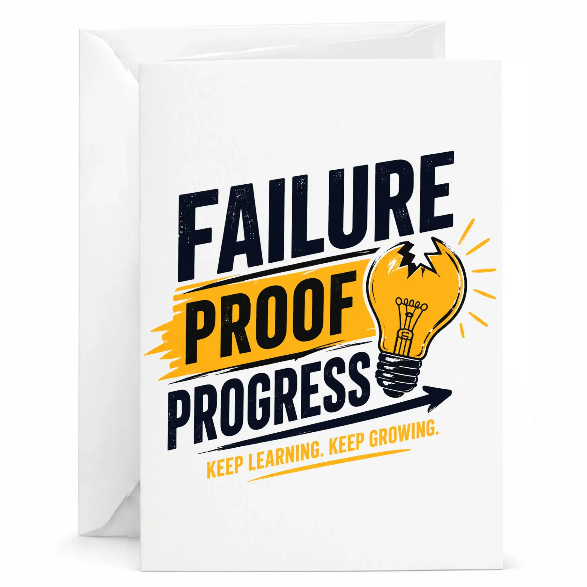 Inspirational Encouragement Greeting Card Failure Proof Progress Lightbulb Design for Personal Motivation and Support