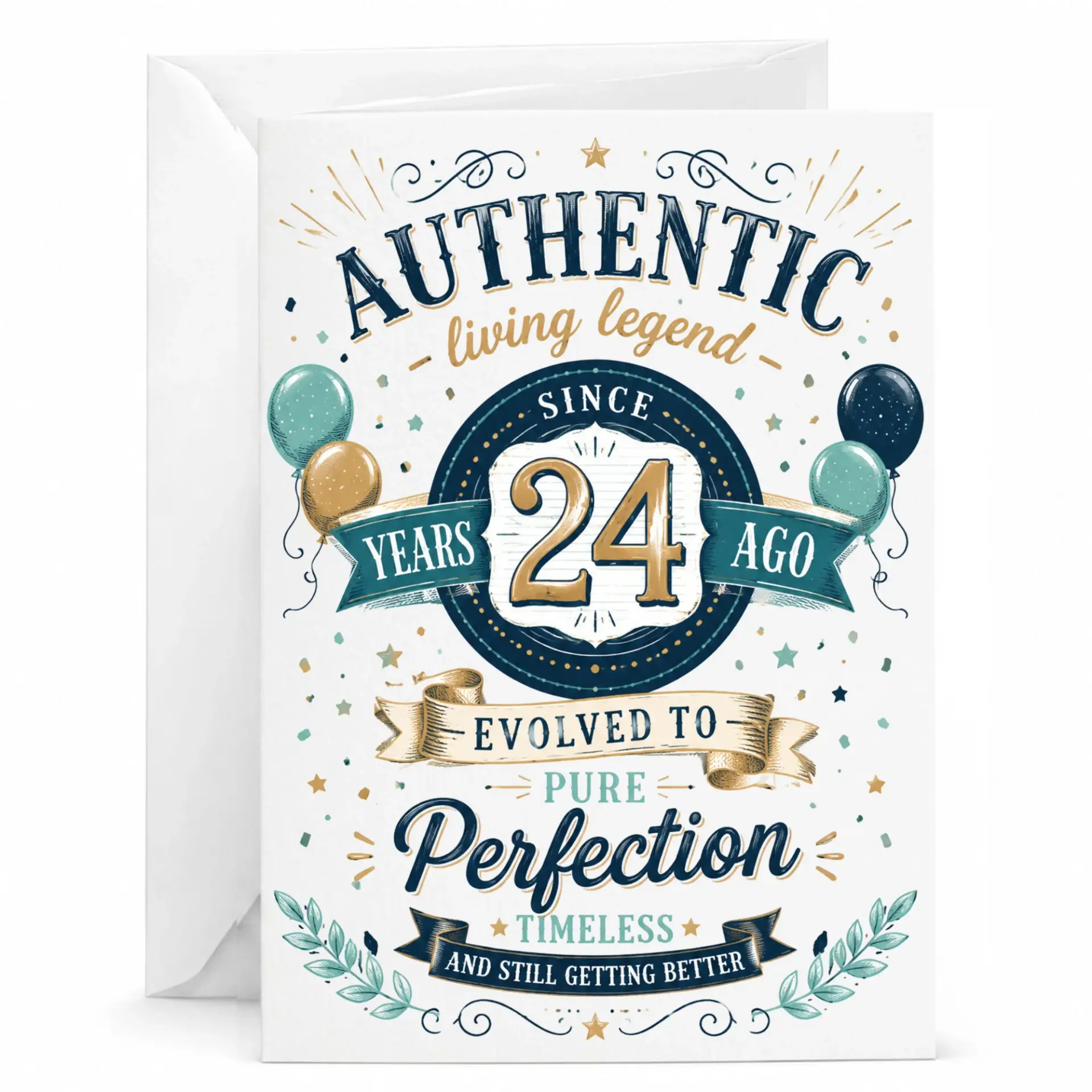 Birthday Card 24th Birthday Gift for Anyone Turning Twenty Four Years Old Authentic Living Legend Milestone Greeting