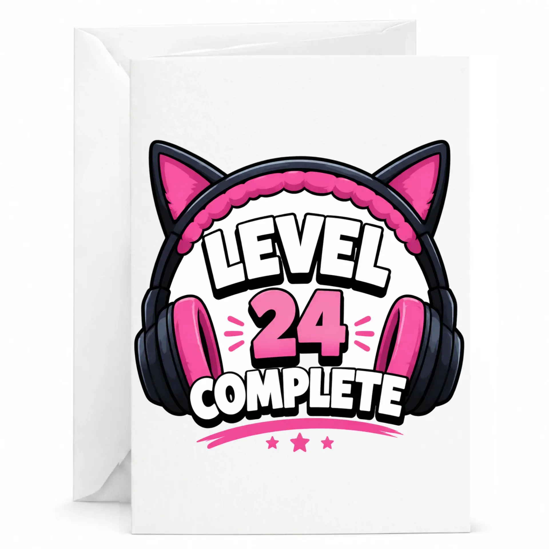 Birthday Card Level 24 Complete Funny Gaming Theme Greeting Card for 24th Birthday Milestone Celebration 5x7 Inches
