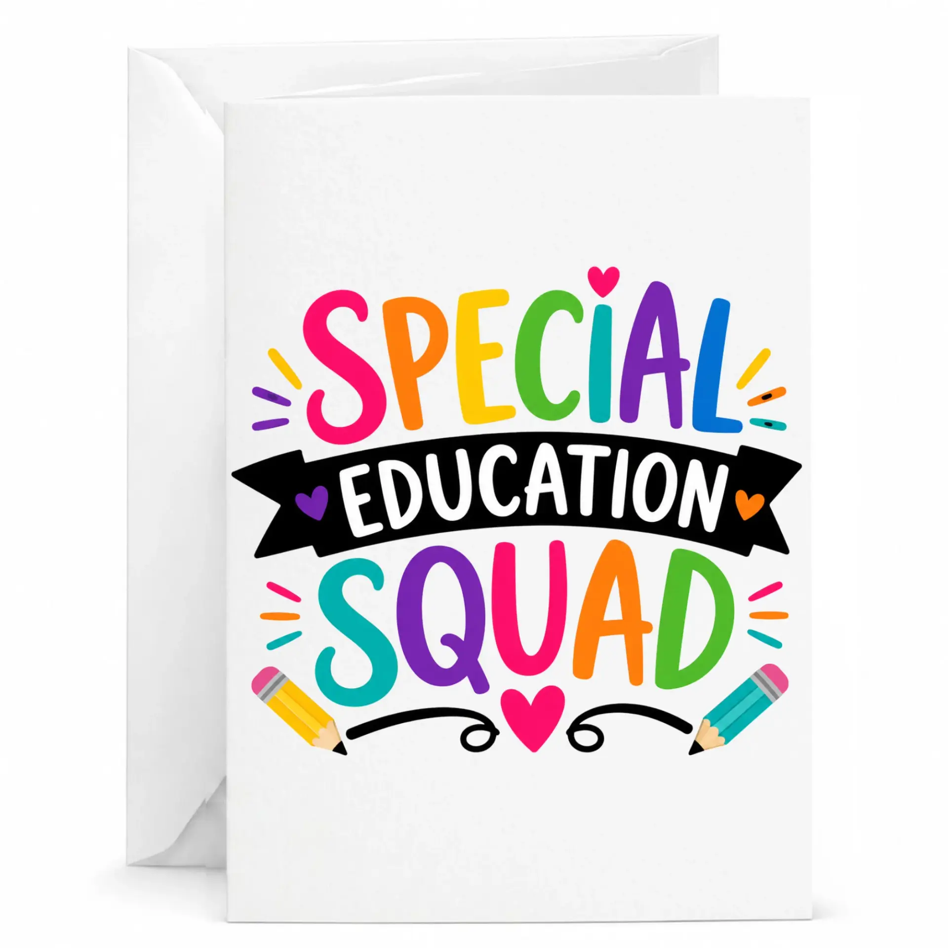 Greeting Card Special Education Squad Funny Appreciation Note for Educators and Professionals Colorful Design 5x7 Inch