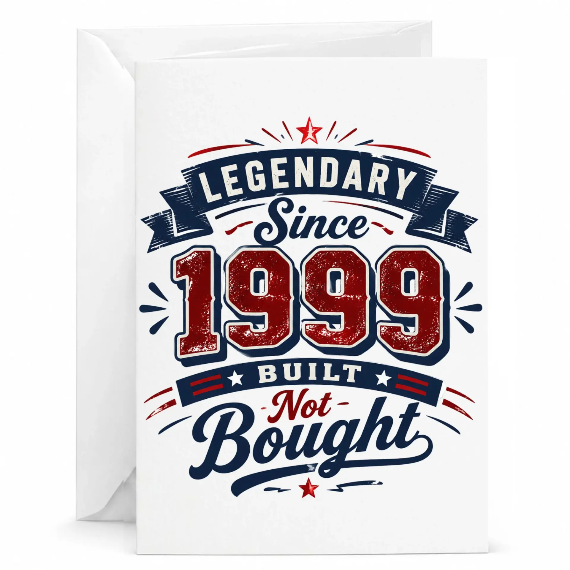 Birthday Card Legendary Since 1999 Built Not Bought Vintage Style Greeting Card for Milestone Celebrations