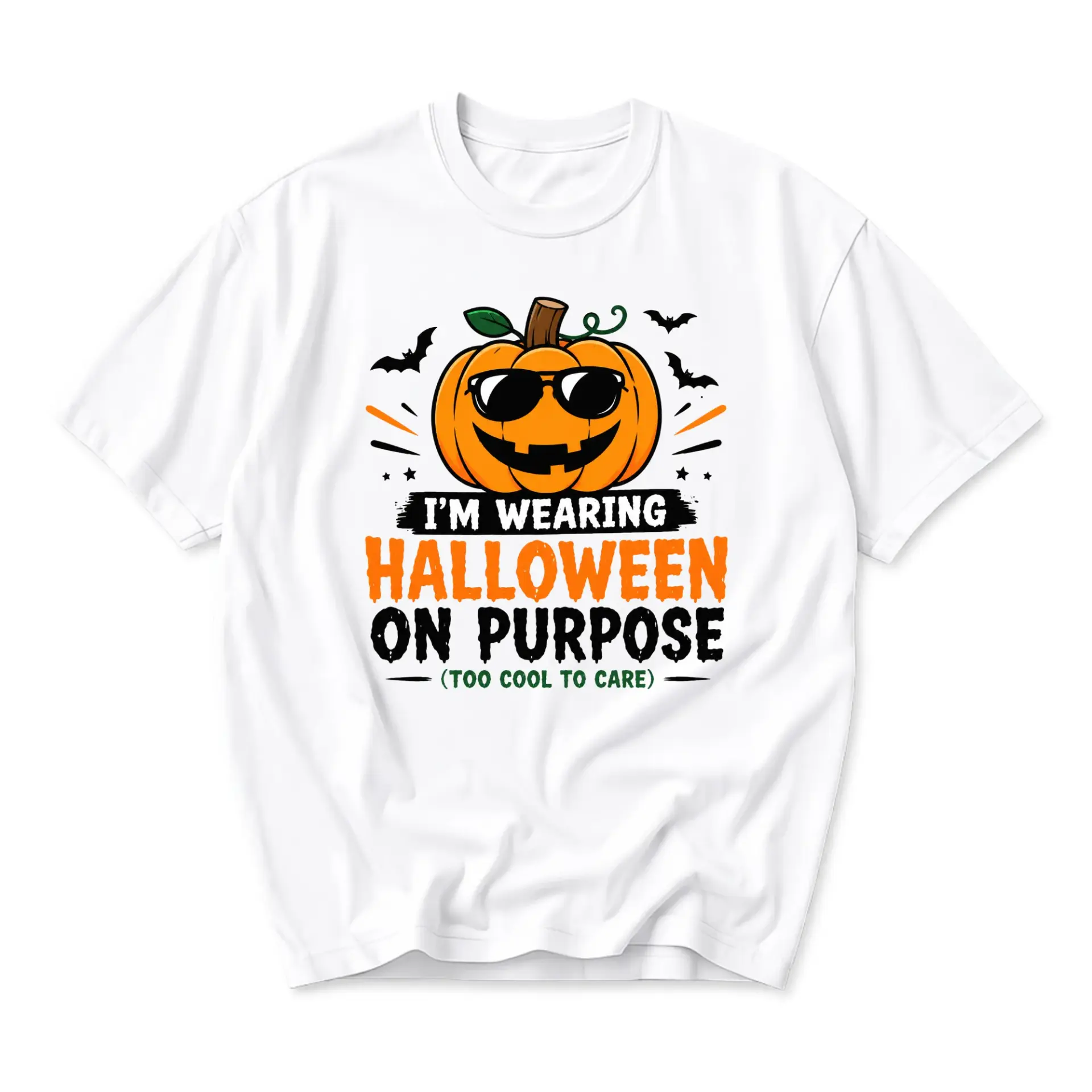 Funny Shirt Halloween Pumpkin Sunglasses Graphic Tee Unisex Casual Apparel Fall Season Humor Statement Top Crew Neck