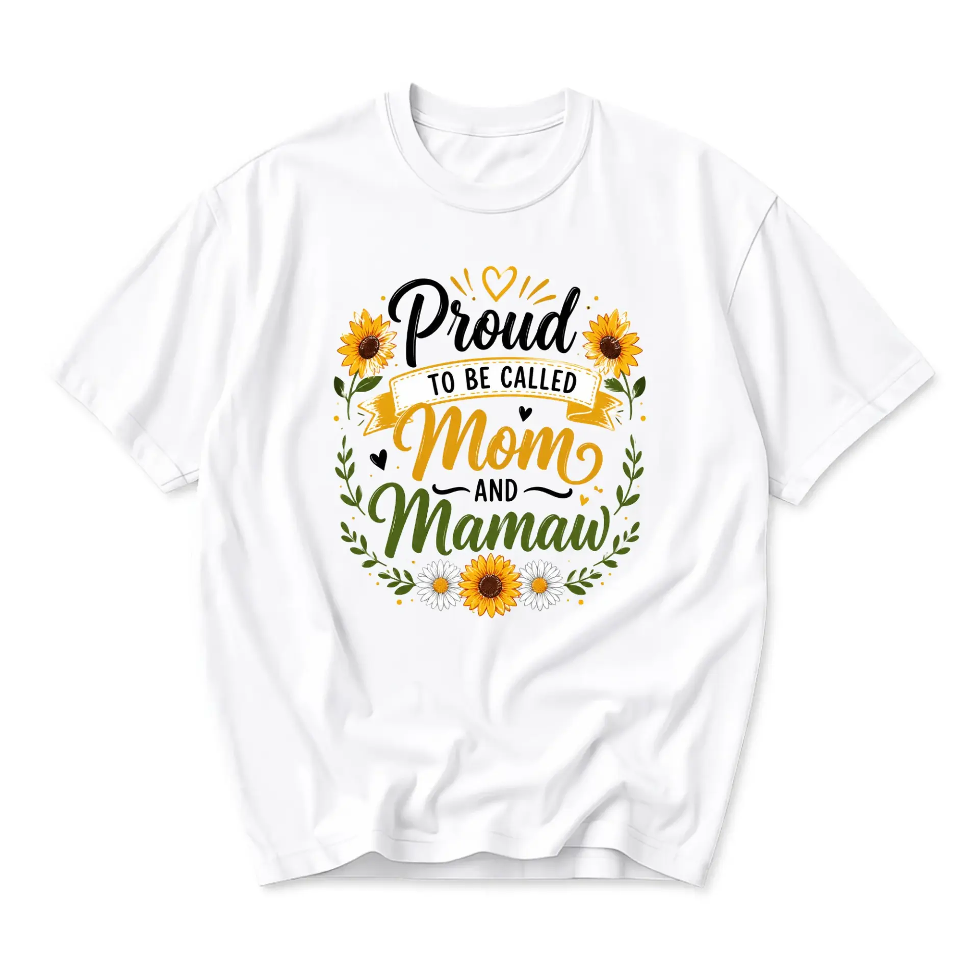 Graphic Tee Proud to Be Called Mom and Mamaw Sunflower Shirt Unisex Casual Short Sleeve Cotton Blend Crew Neck Apparel