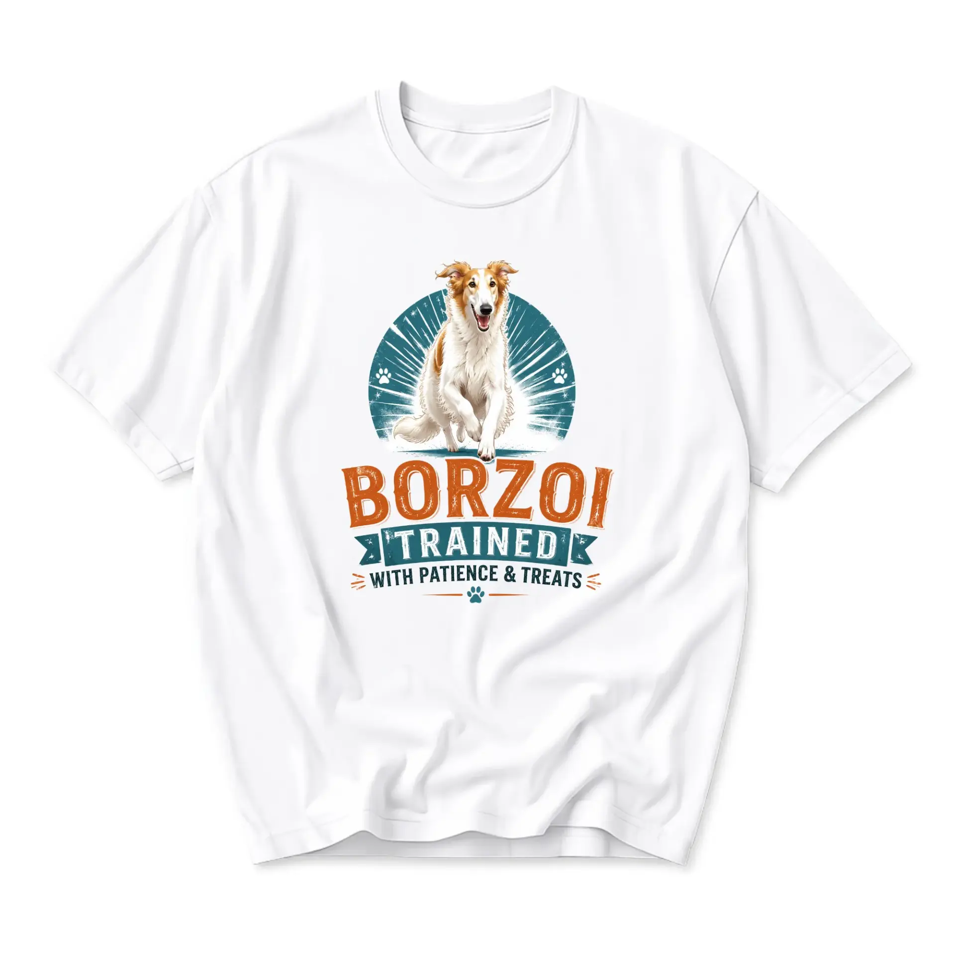 Funny Shirt Borzoi Trained with Patience and Treats Graphic Tee for Dog