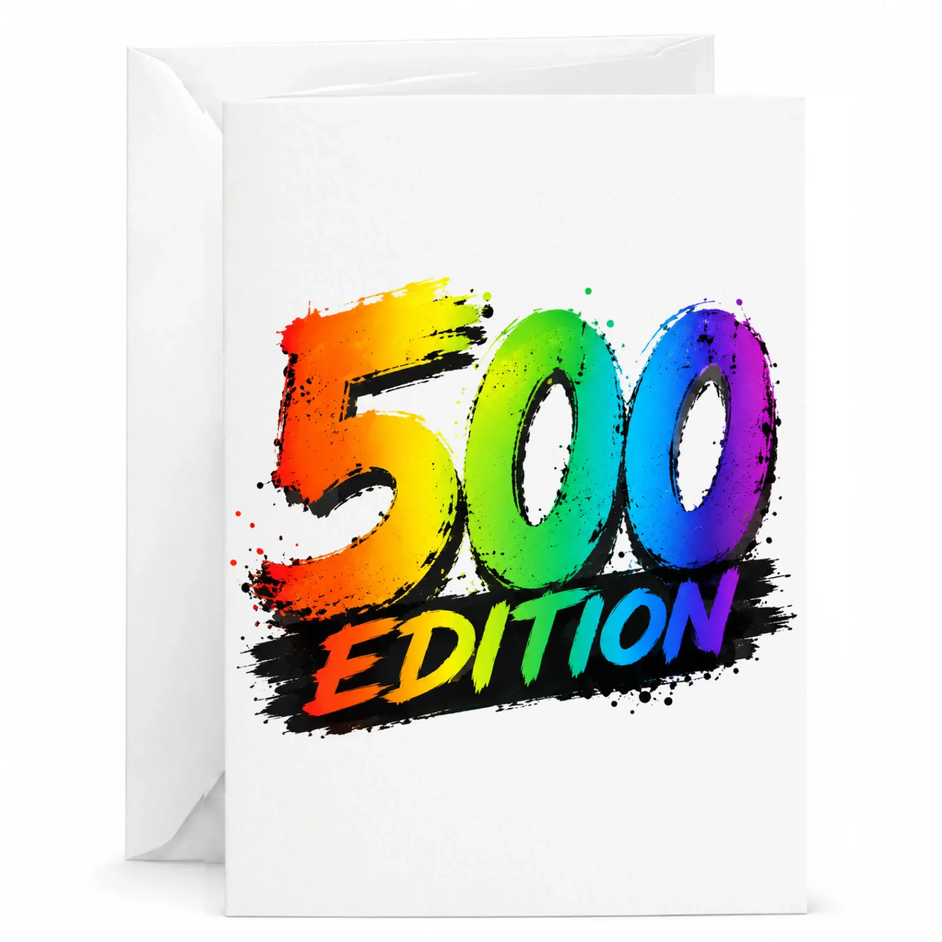 Greeting Card 500 Edition Colorful Artistic Design for Milestone Celebration and Special Commemorative Achievements