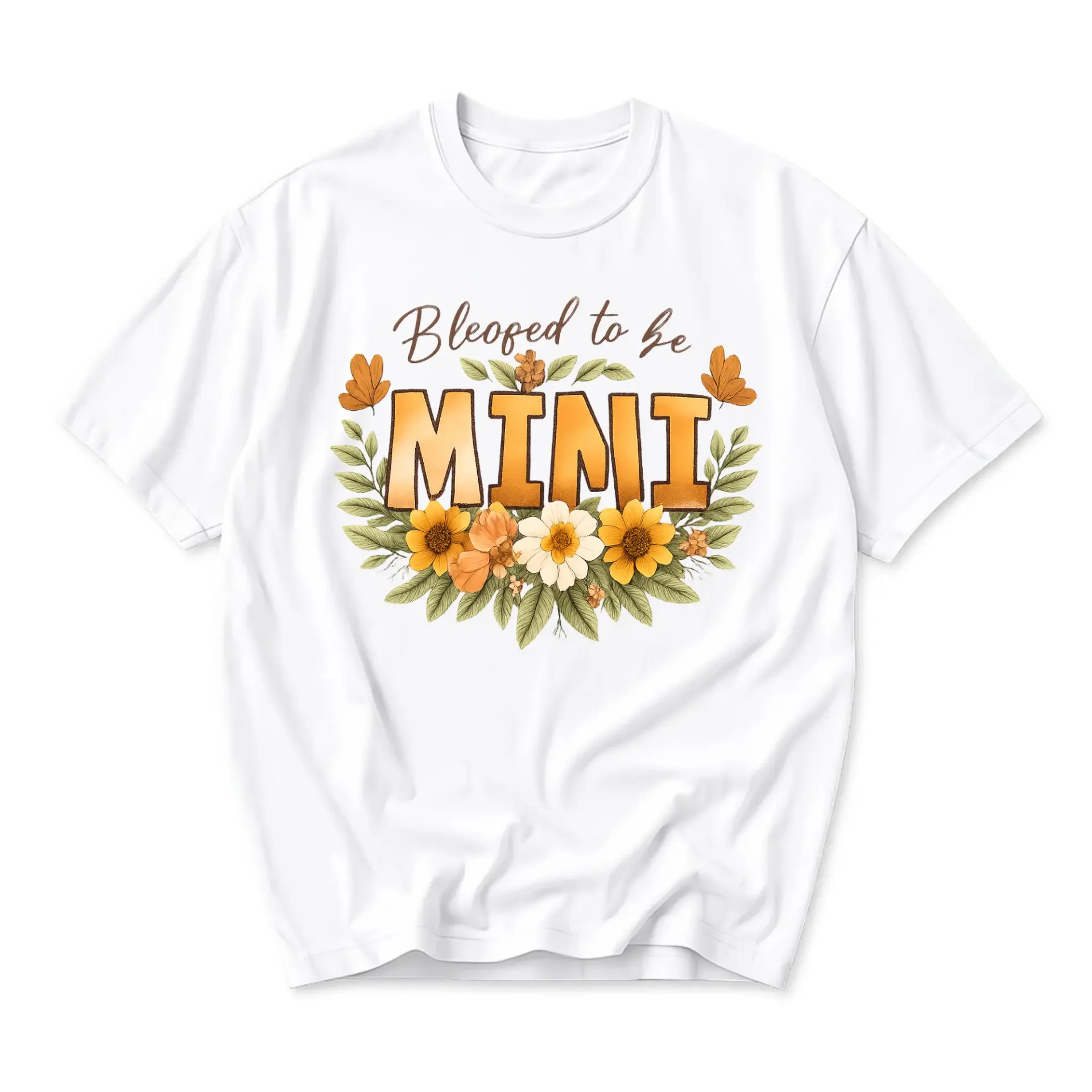 Graphic Tee Blessed to Be Mini Floral Autumn Aesthetic Unisex Crew Neck