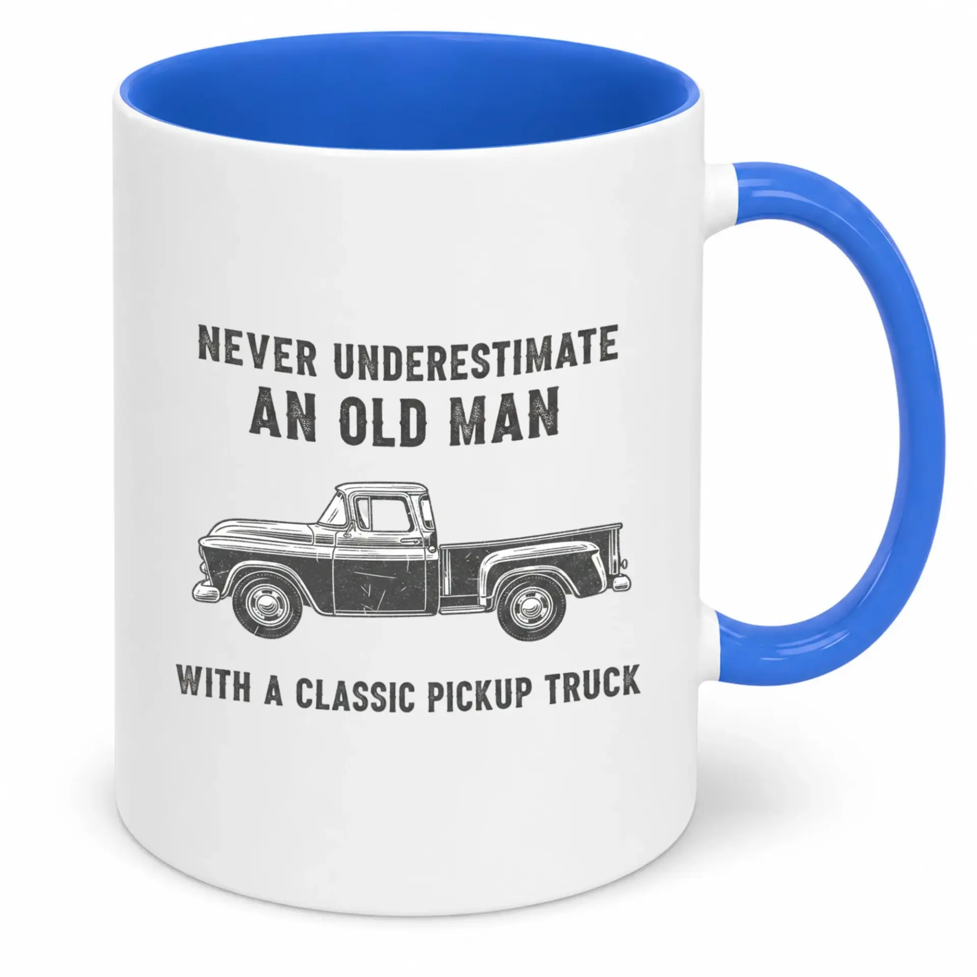 Funny Old Man Classic Pickup Truck Ceramic Coffee Mug Vintage Vehicle Enthusiast Gift for Men Durable 11oz or 15oz Beverage Cup