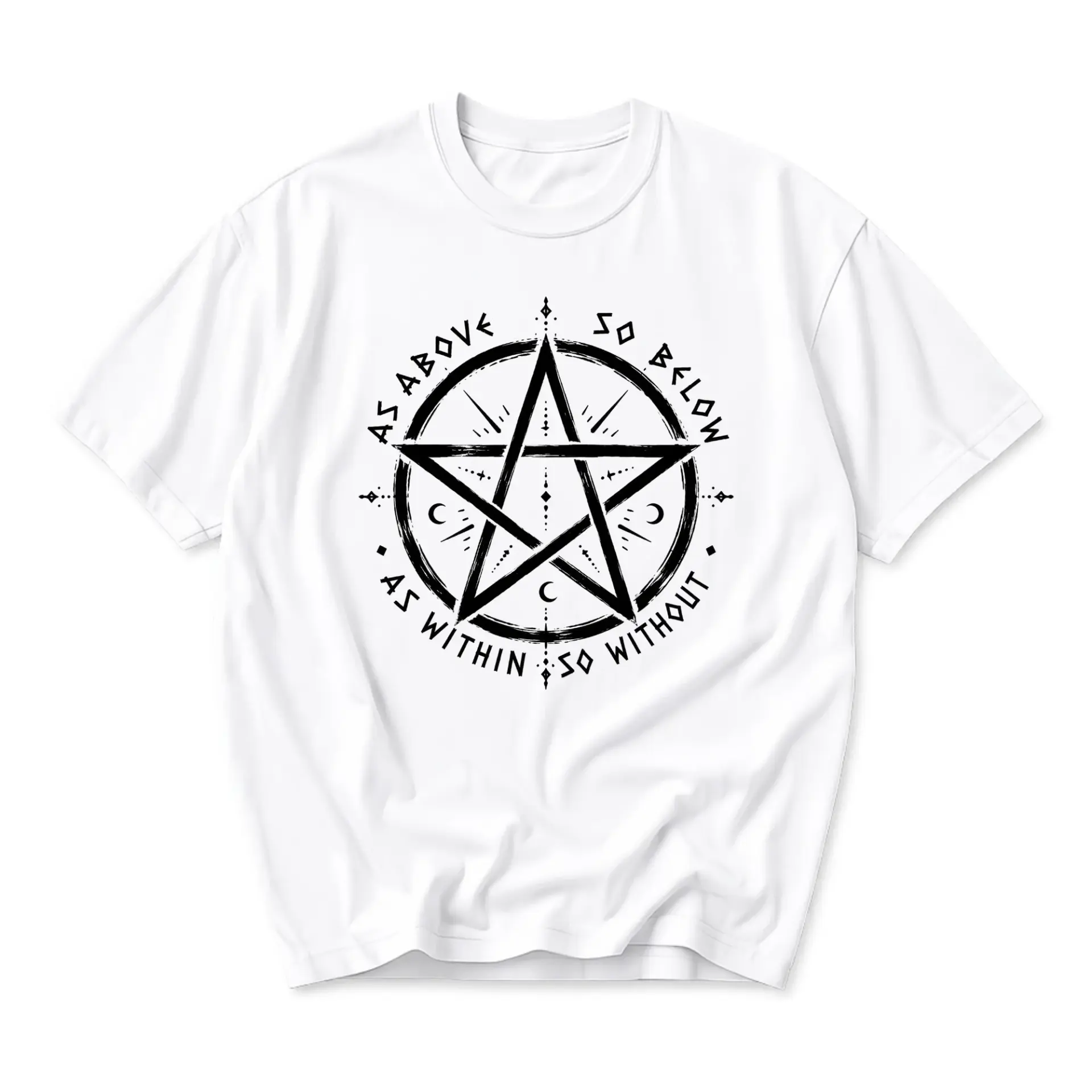 Graphic Tee as Above so Below Pentagram Unisex Crew Neck Casual Everyday Short Sleeve Shirt for Men and Women