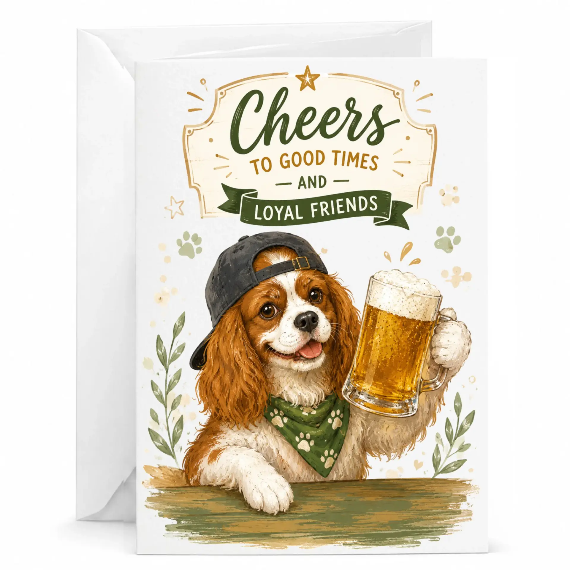Funny Greeting Card Cheers Times and Loyal Friends with Cute Dog Design for Any Occasion