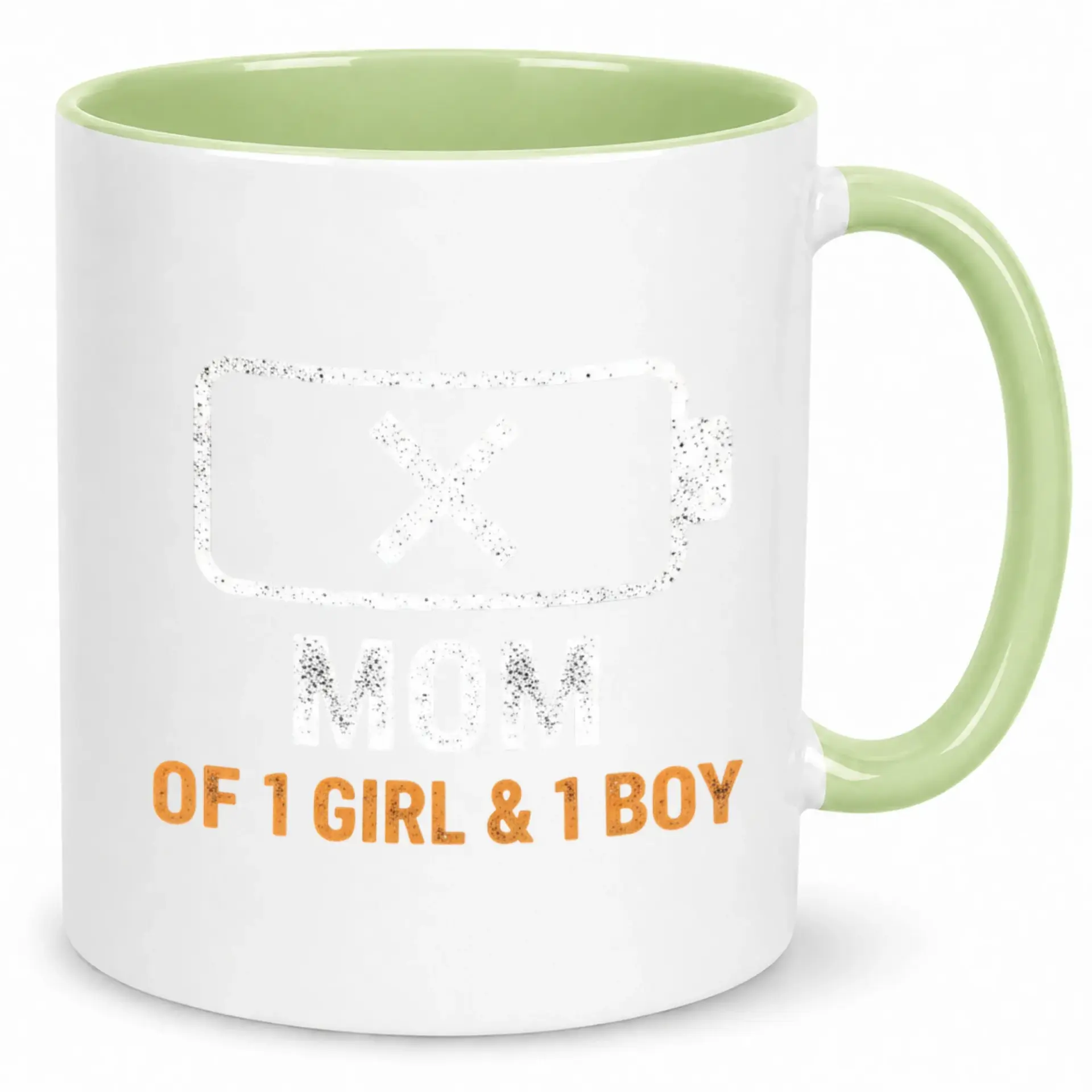 Funny Coffee Mug for Mom of One Girl Boy with Low Battery Design Durable Ceramic Tea Cup Ideal Mother's Day Gift
