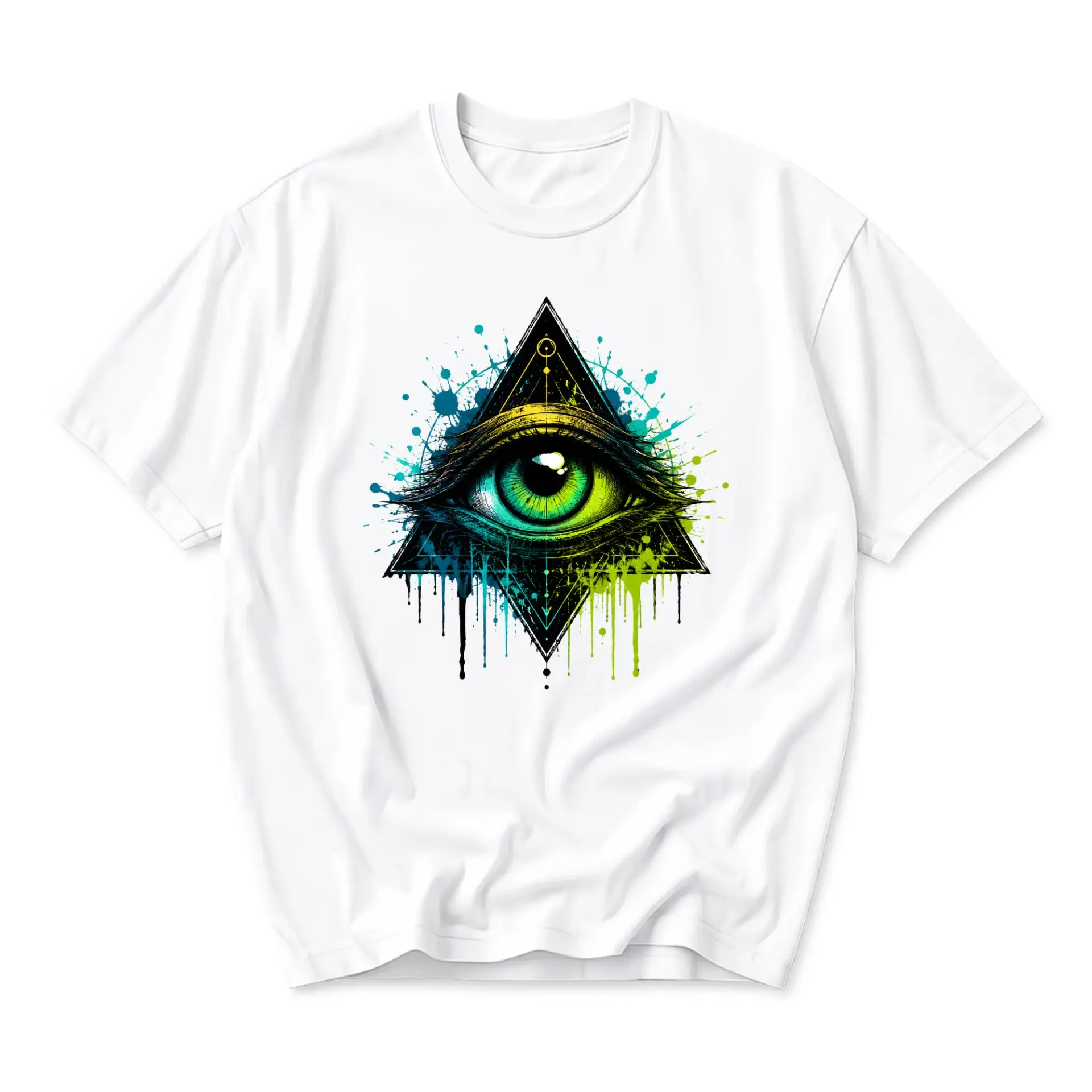 T-shirt All Seeing Eye Graphic Tee Artistic Geometric Triangle Artwork Unisex Cotton Crew Neck Casual Summer Top