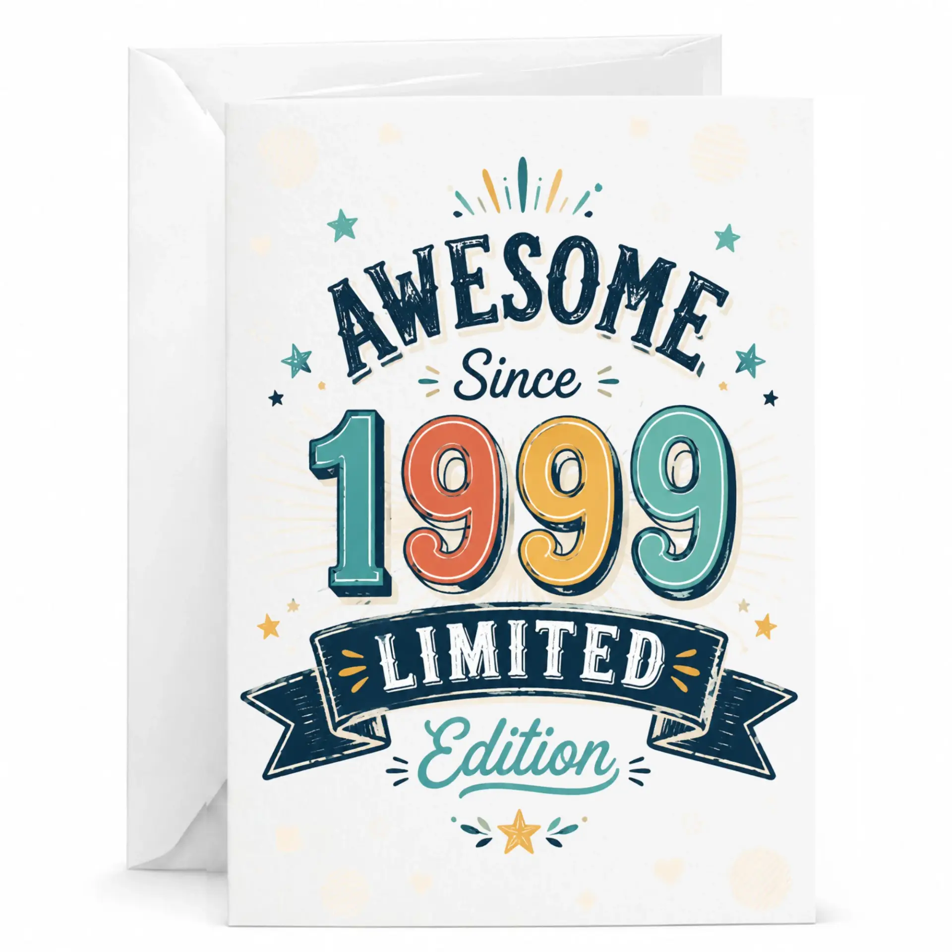 Birthday Card Awesome Since 1999 Limited Edition Retro Style Greeting Card for Milestone Year Celebration