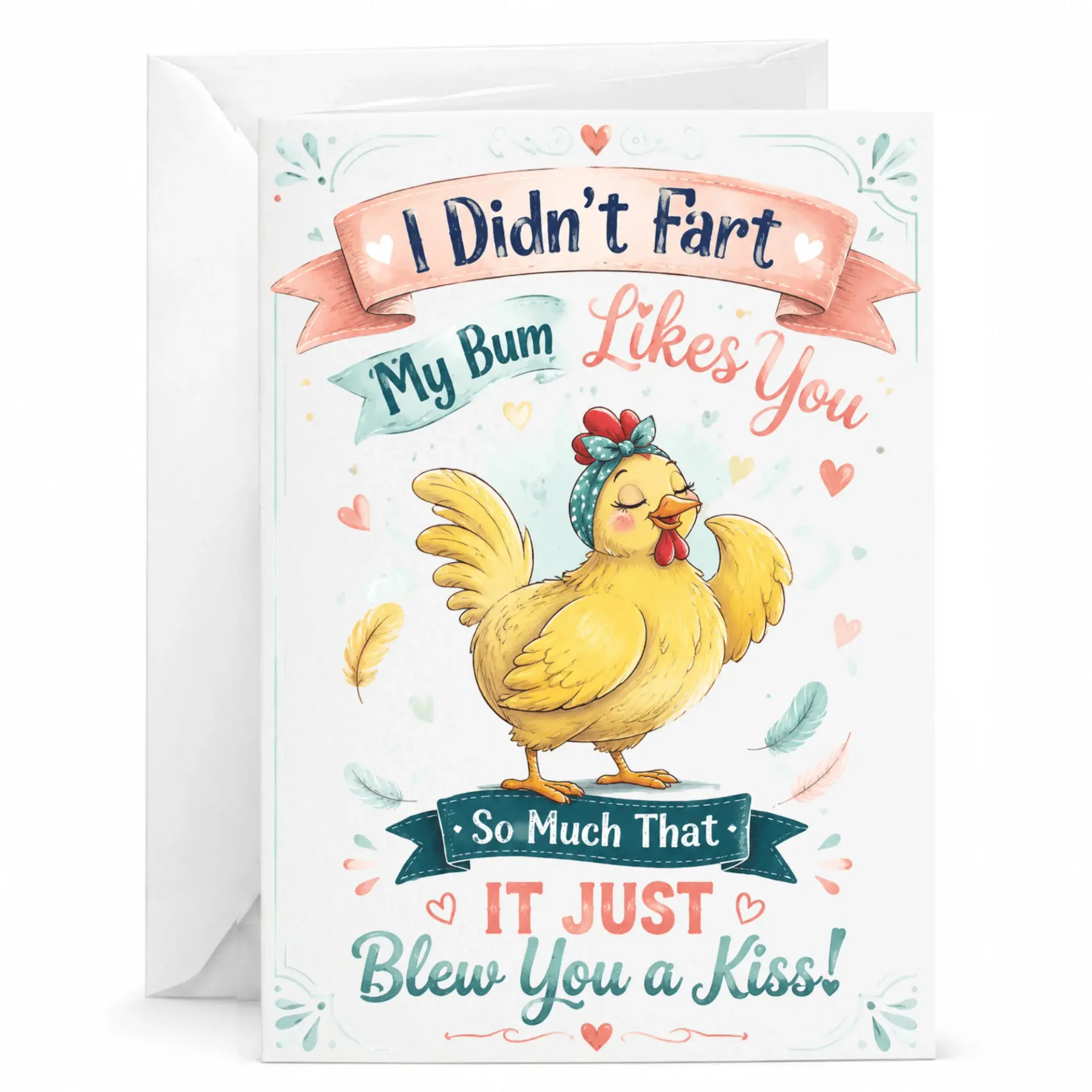 Funny Greeting Card with Cute Chicken Illustration Humorous Pun for Birthday or Anniversary