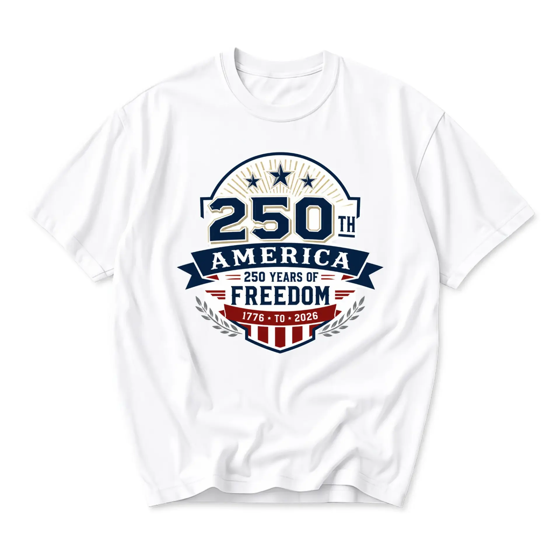 T-shirt America 250th Anniversary Graphic Tee 250 Years of Freedom 1776 to 2026 Patriotic Unisex Crew Neck Casual Top