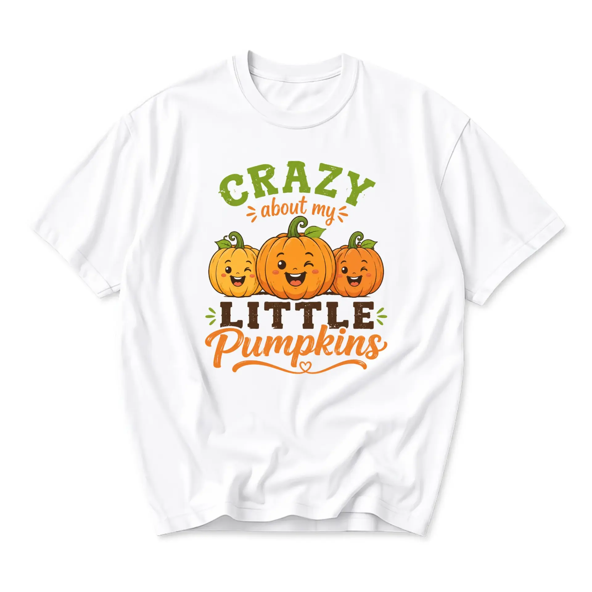 Funny Shirt Crazy About My Little Pumpkins Graphic Tee Seasonal Autumn Fall Fashion Unisex Crew Neck Cotton Top
