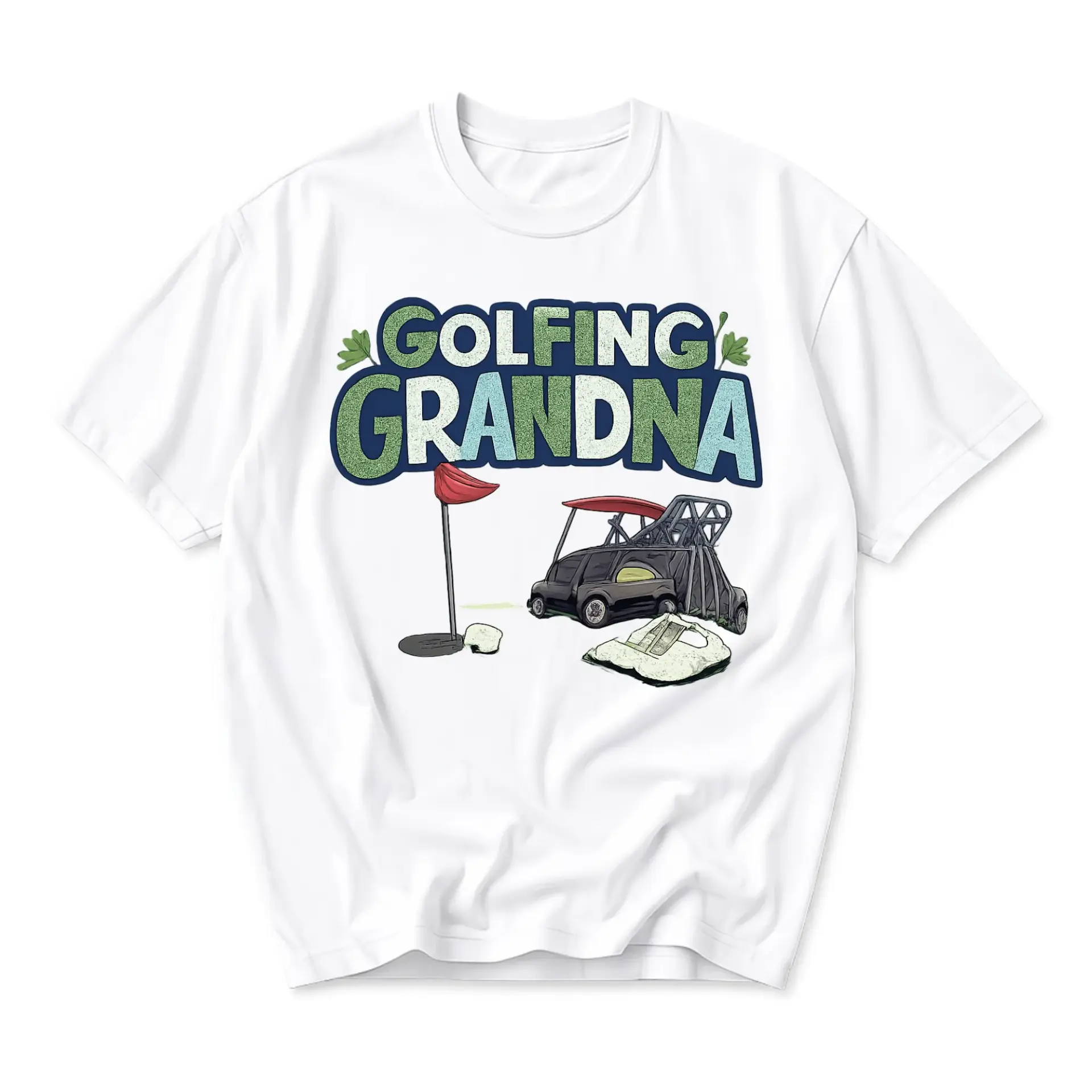 Funny Shirt Golfing Grandma Graphic Tee Casual Unisex Crew Neck T-Shirt for