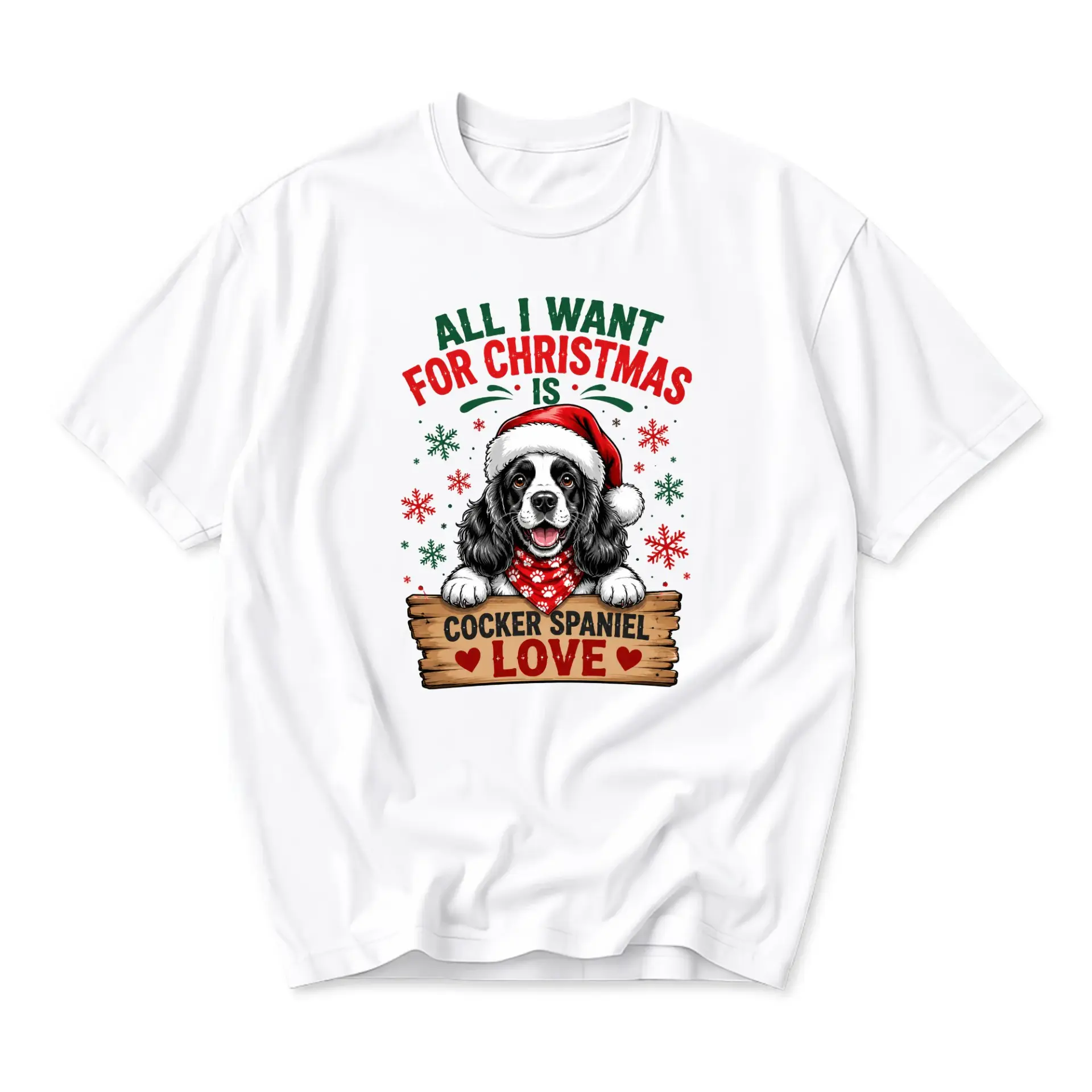 Graphic Tee Cocker Spaniel Christmas Shirt Unisex Holiday Dog Lover Apparel