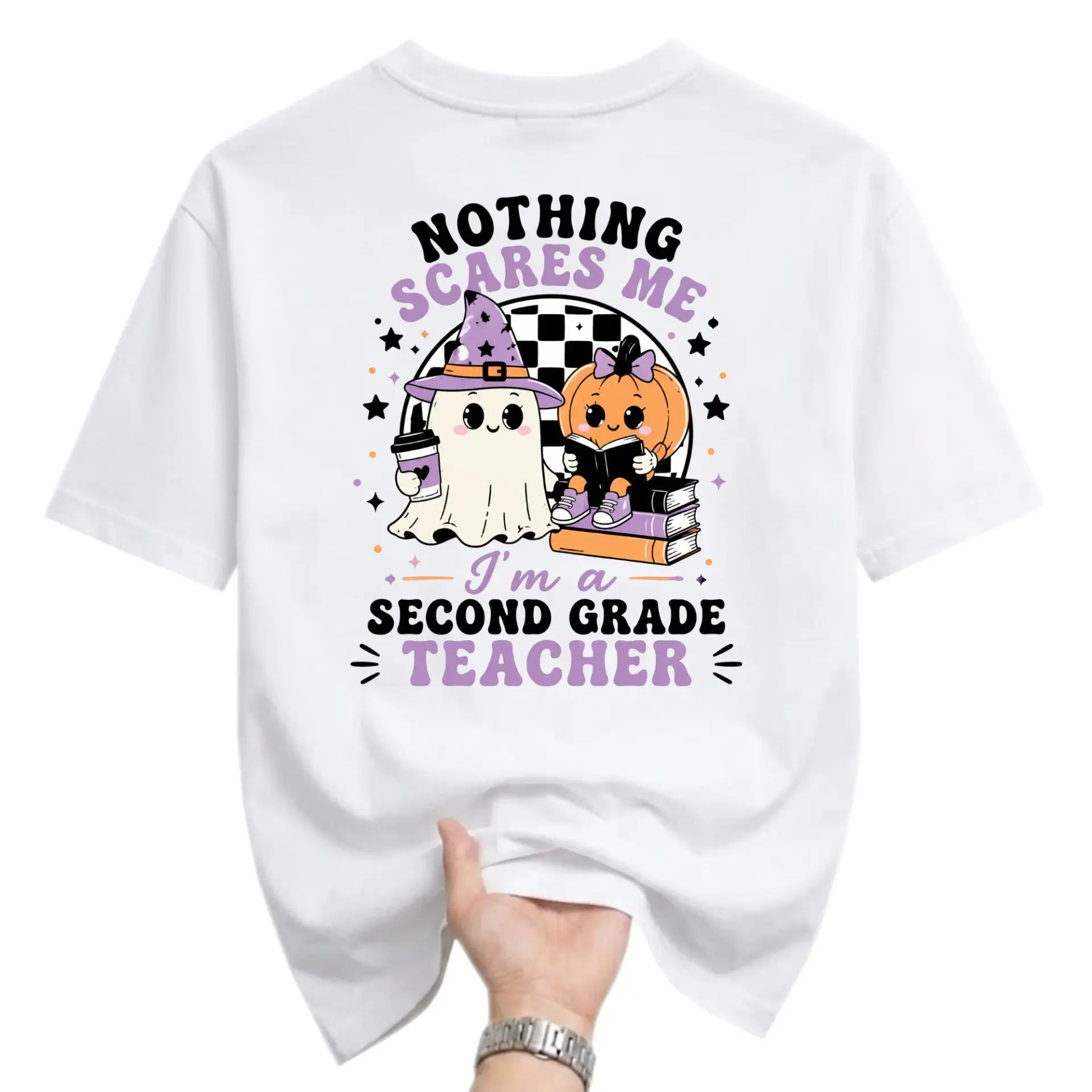 Risk: References School Grade Level and Implies Teacher Occupation, Which Requires Trademark Clearance for Educational Apparel Themes.