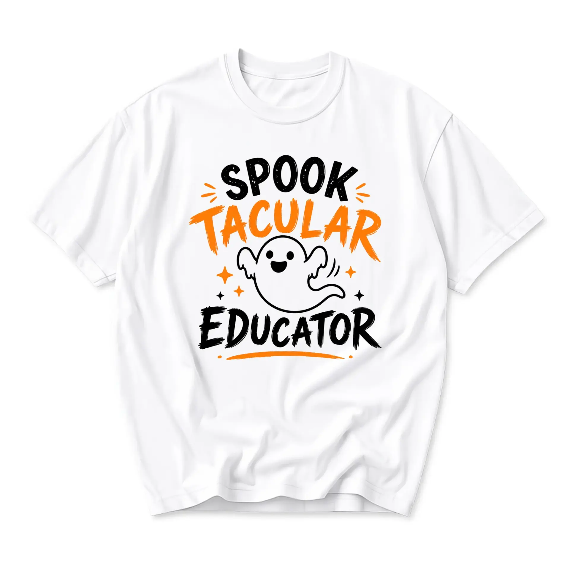 Funny Shirt Spooktacular Educator Ghost Graphic Tee Halloween Inspired Casual Top for Work and Everyday Wear