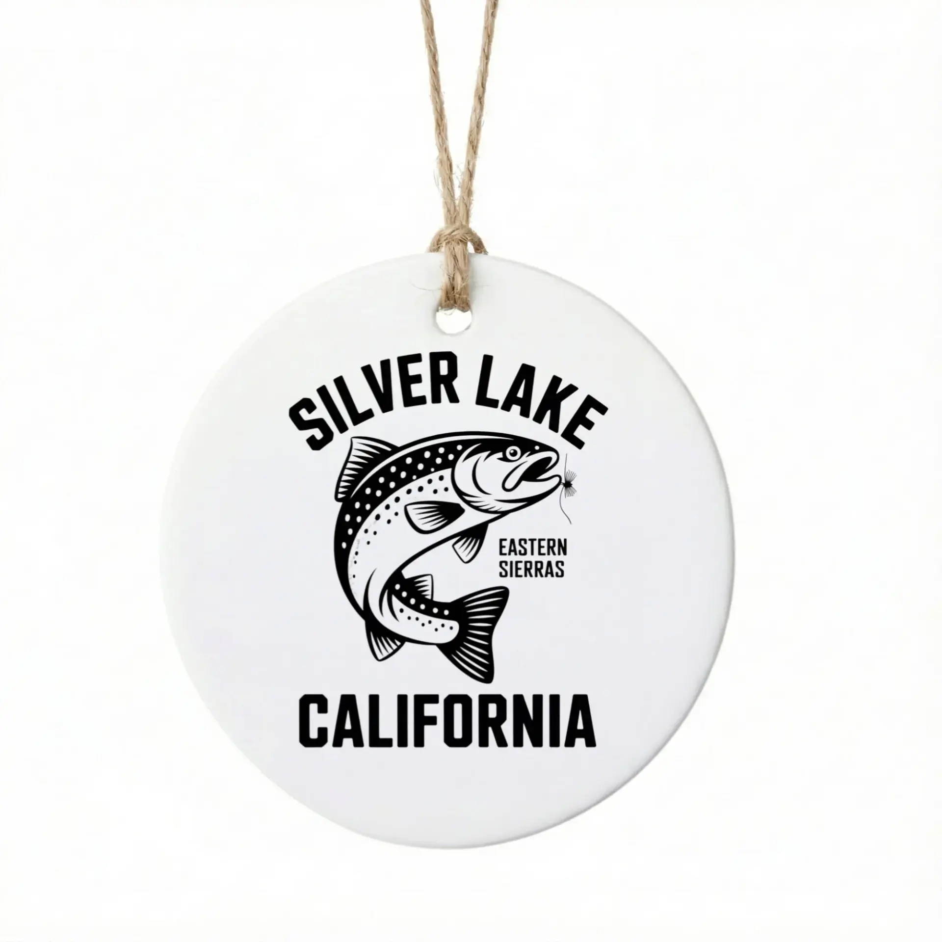Christmas Ornament Silver Lake Eastern Sierras California Design Ceramic Holiday Decoration for Tree or Home Decor