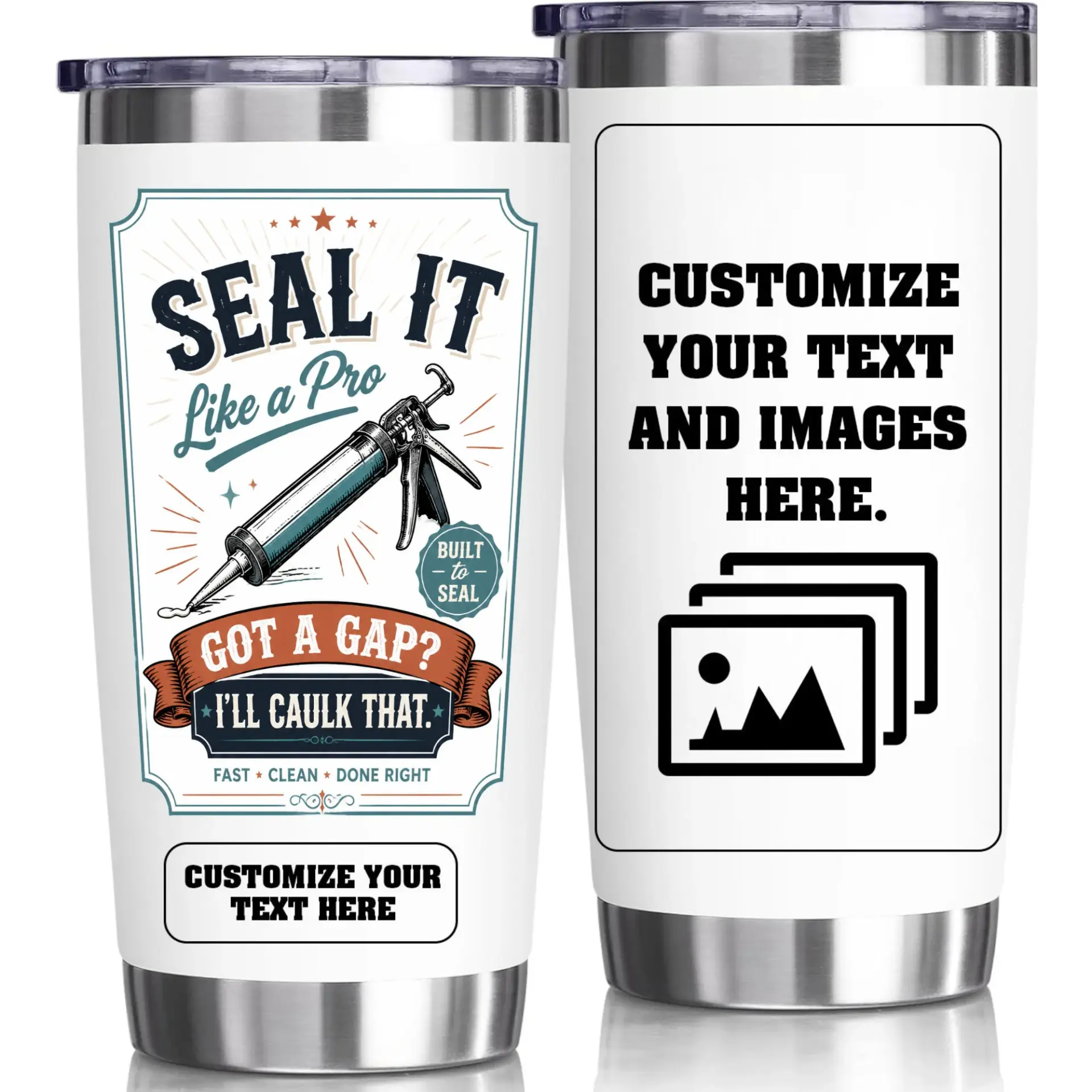 Stainless Steel Tumbler Seal It Like a Pro Construction Worker Gift Insulated Travel Mug for Coffee and Tea 20 Oz