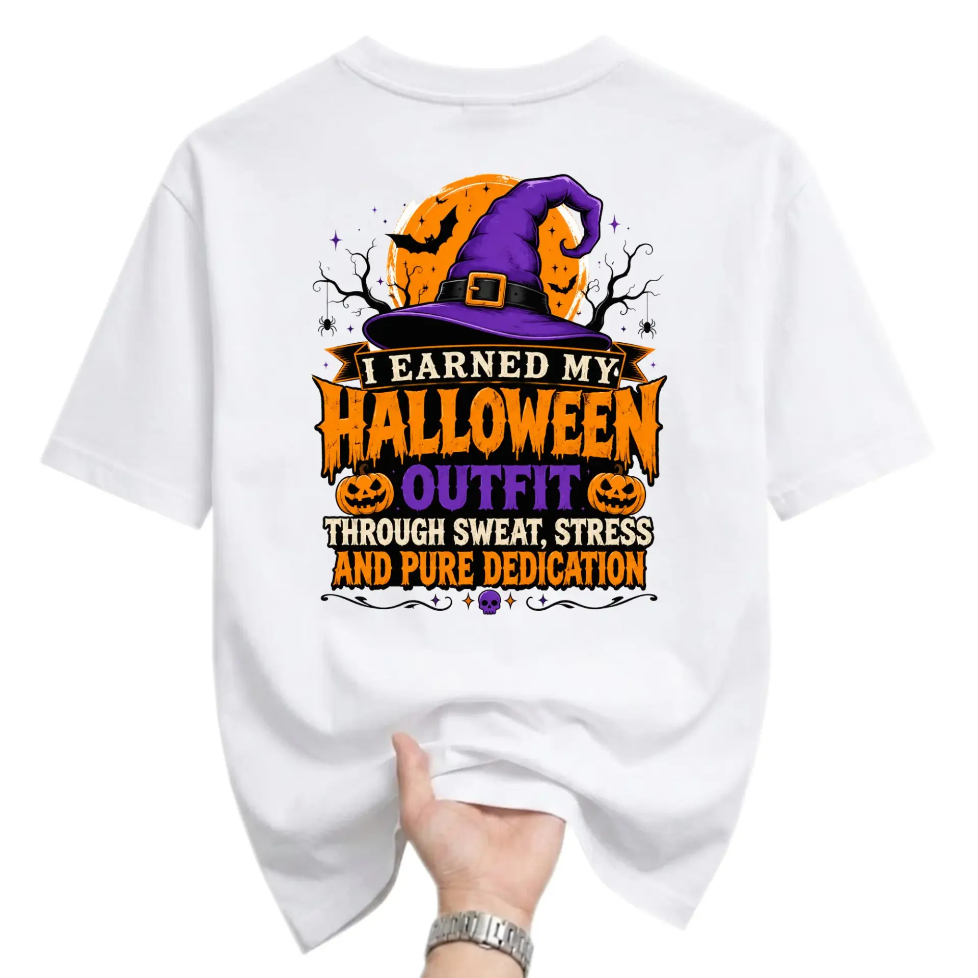 Graphic Tee I Earned My Halloween Outfit Funny Quote Shirt Unisex Crew Neck Apparel for Casual Wear and Holiday Fun