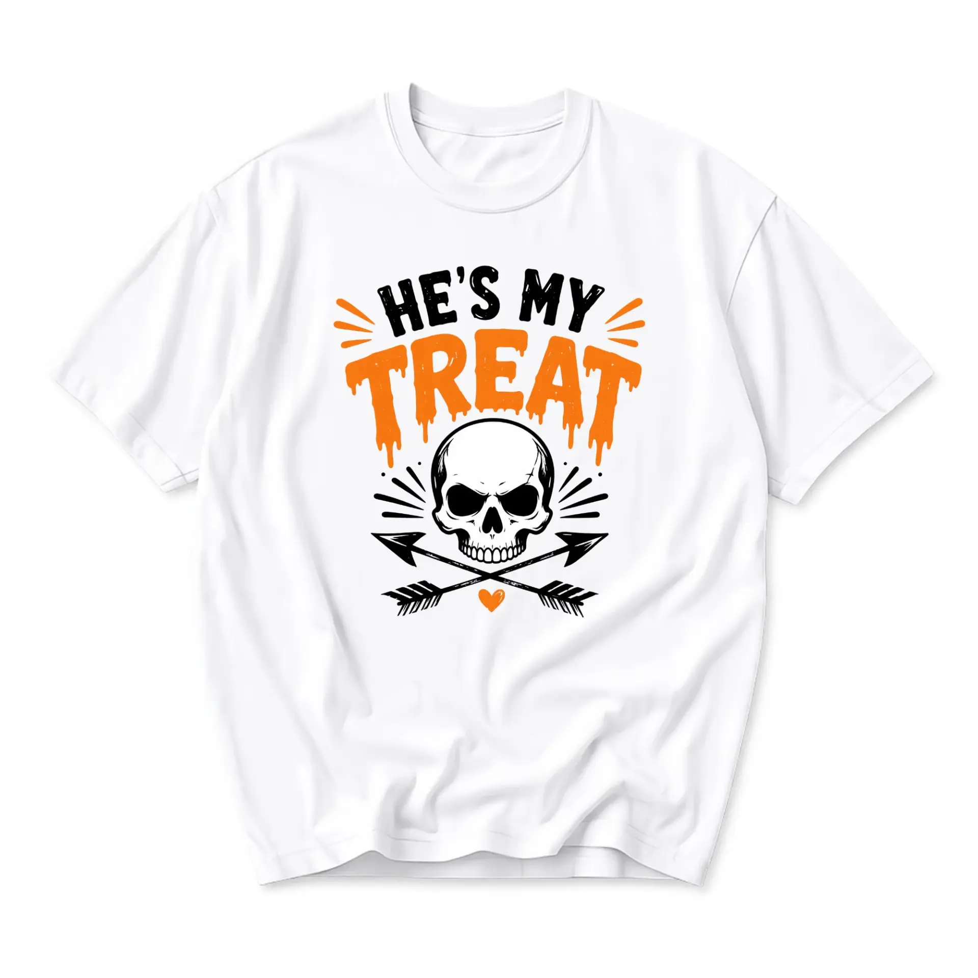 Graphic Tee He's My Treat Skull Arrows Unisex Crew Neck Short Sleeve Shirt for Casual Everyday Wear and Holidays