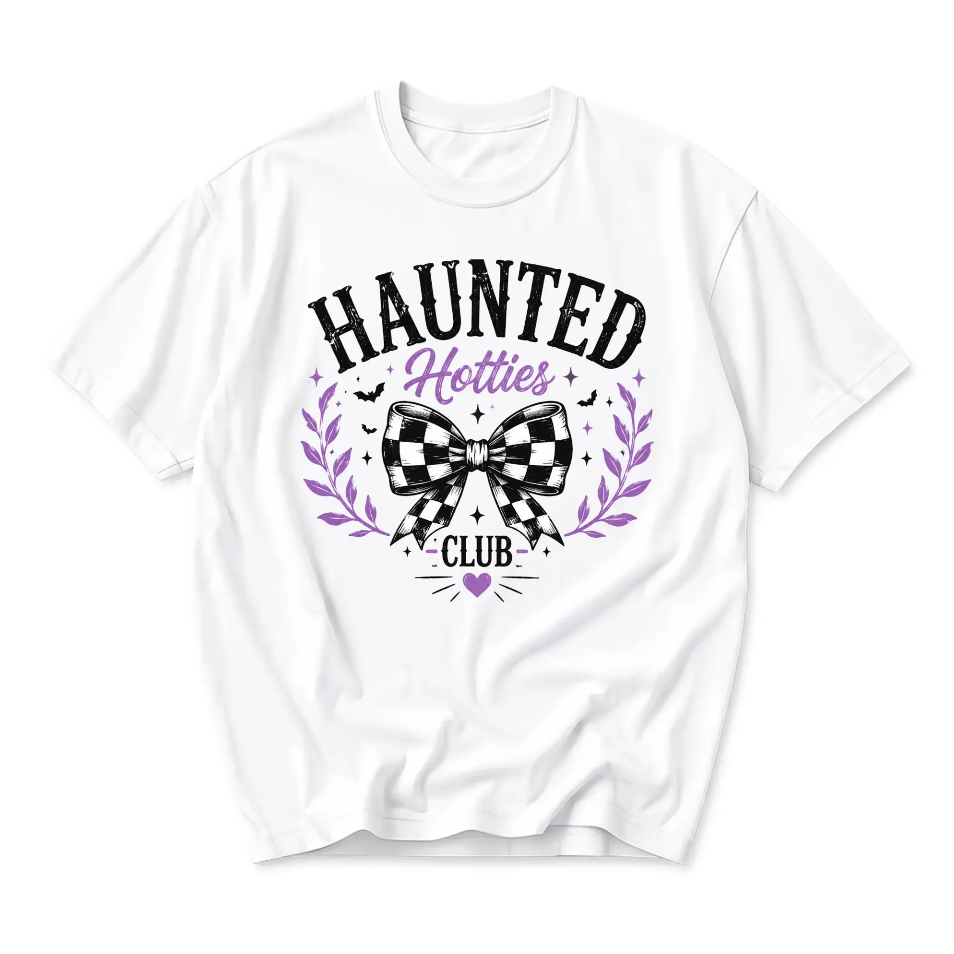 Funny Shirt Haunted Hotties Club Graphic Tee Casual Unisex Crewneck Short Sleeve Top Comfortable Cotton Apparel