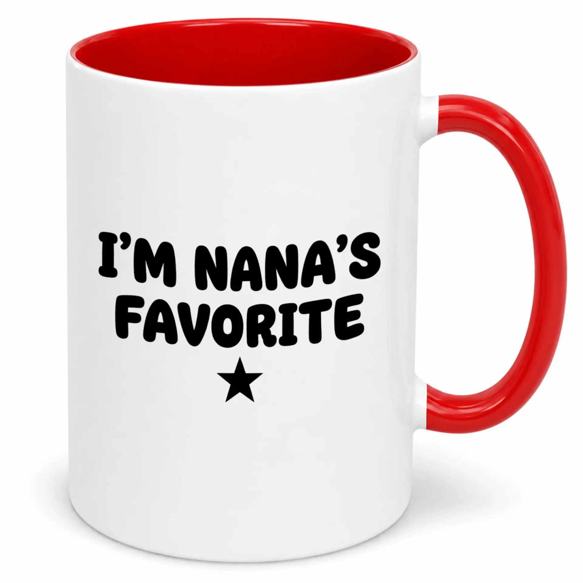 Funny Nana's Favorite Coffee Mug Premium 11oz or 15oz Ceramic Grandparent Gift with Red Handle and Interior