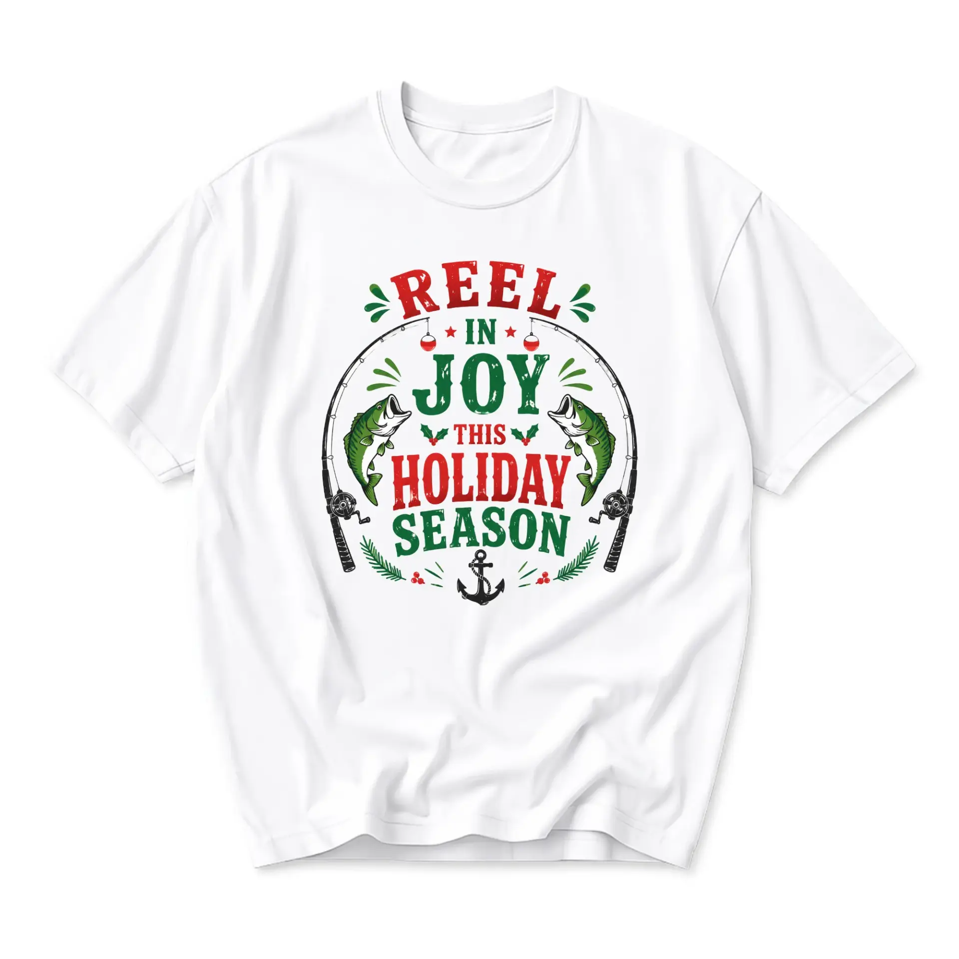 Funny Shirt Reel in Joy This Holiday Season Fishing Graphic Tee Unisex