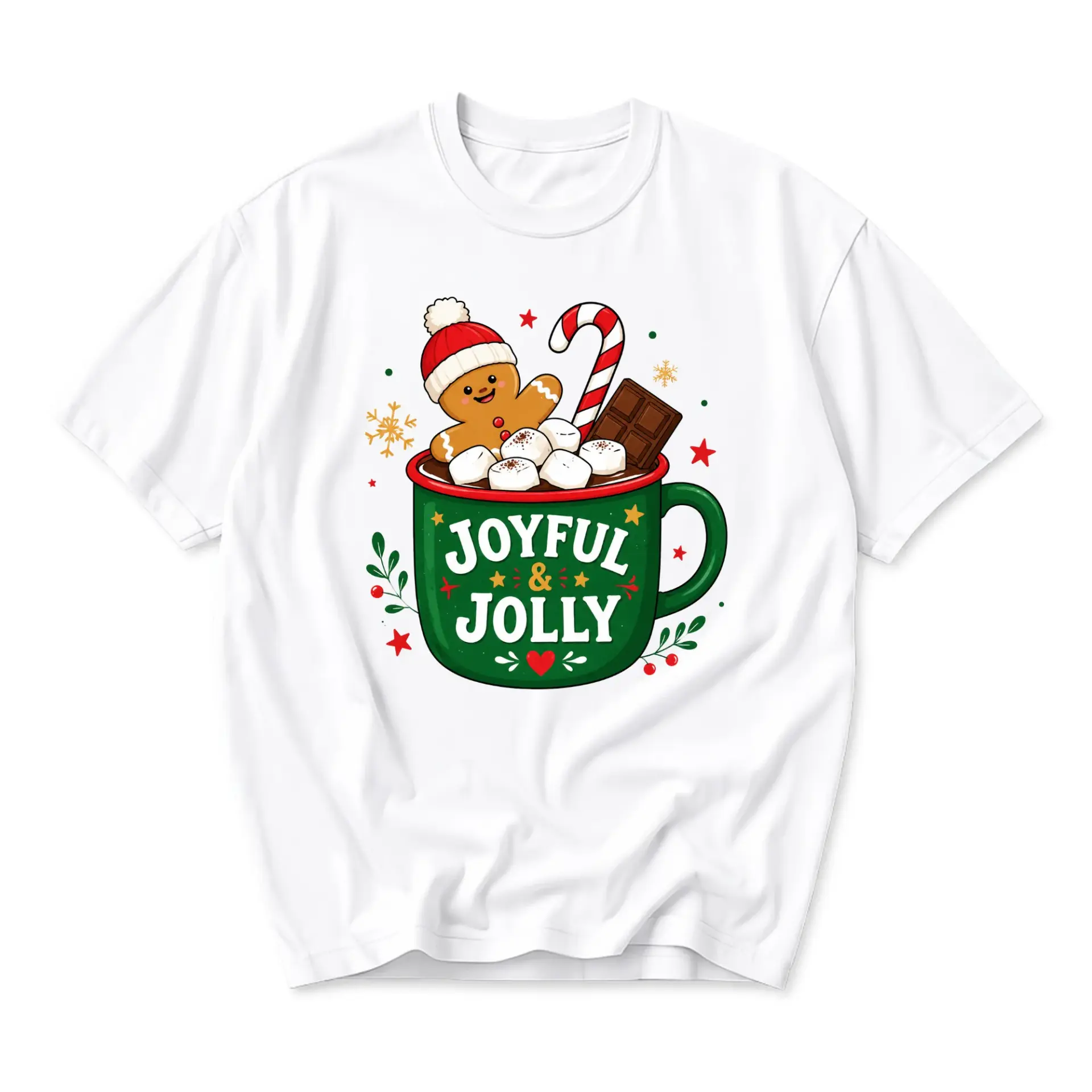 Graphic Tee Joyful and Jolly Gingerbread Man Holiday Coffee Mug Unisex Crew