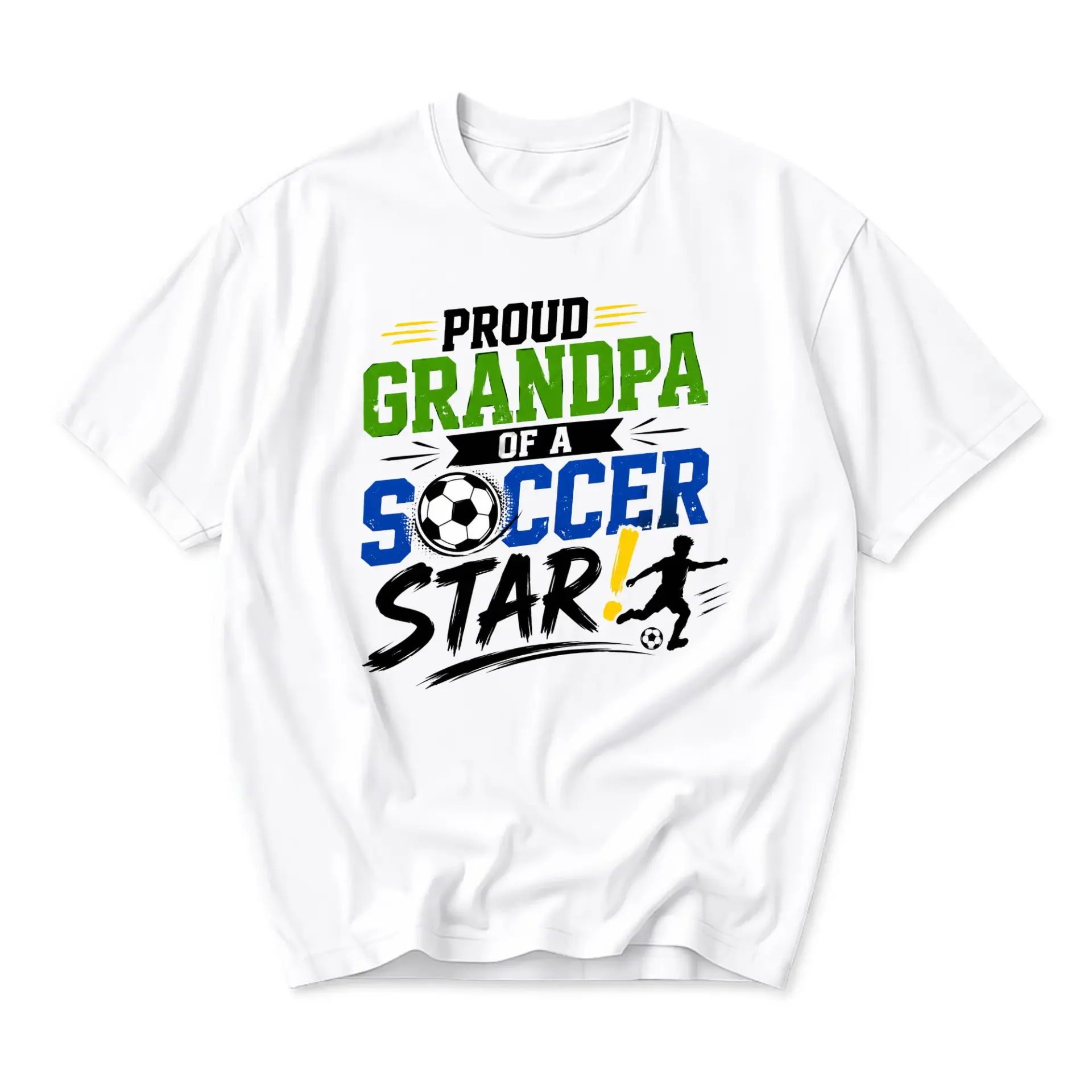 Graphic Tee Proud Grandpa of a Soccer Star Unisex Casual Crew Neck T-Shirt Sporty Gift for Grandfathers