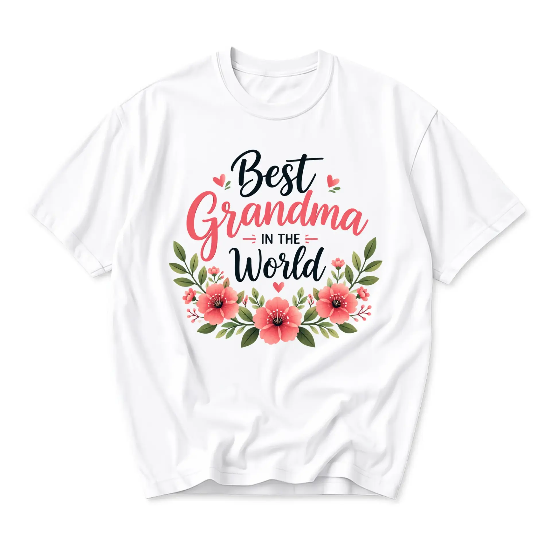 Graphic Tee Best Grandma in the World Floral Design Unisex Crew Neck Soft