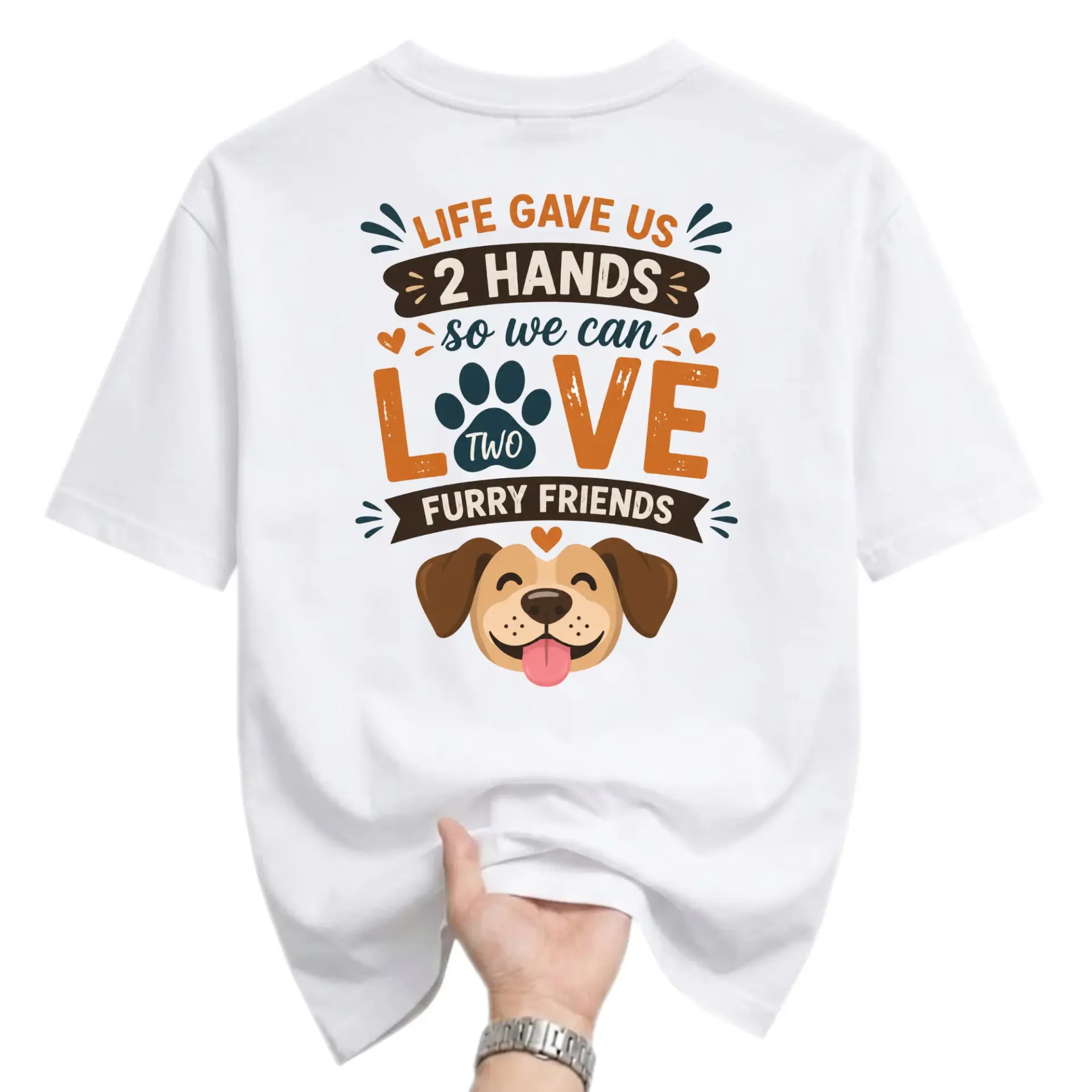 Funny Shirt Life Gave Us 2 Hands so We Can Love Two Furry Friends Graphic
