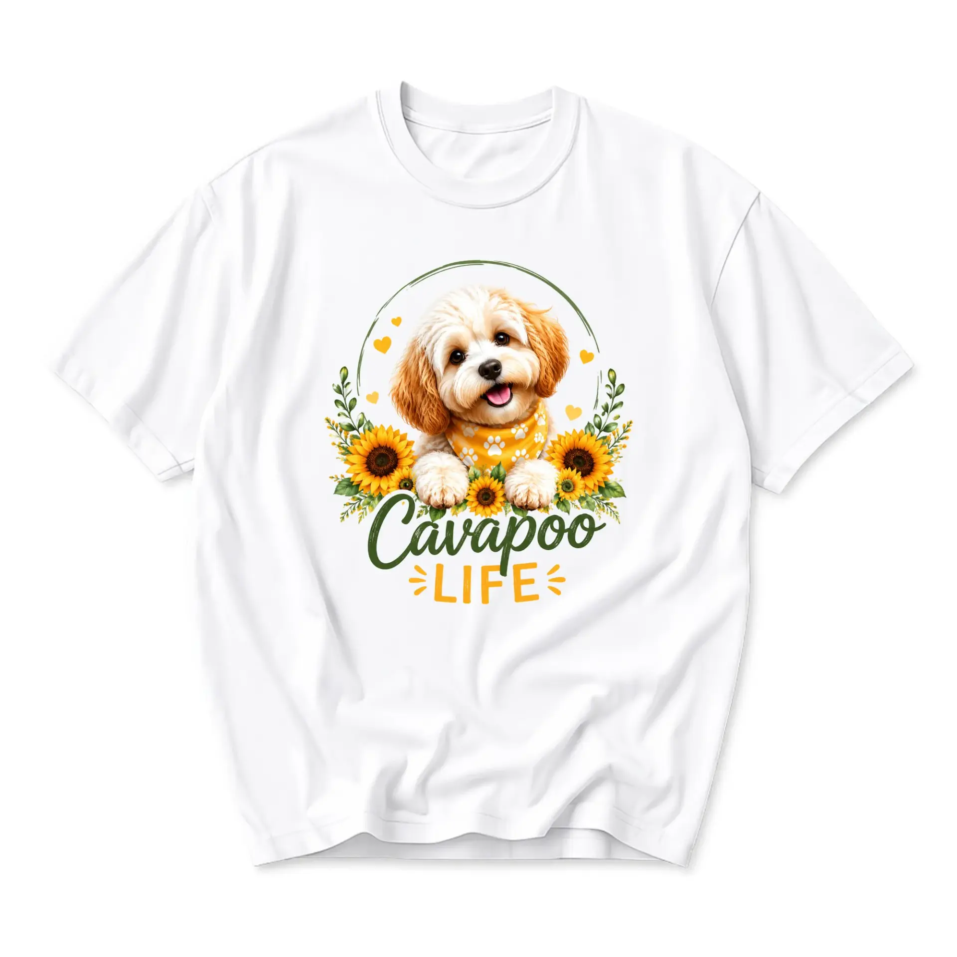 Graphic Tee Cavapoo Life Sunflower Shirt Unisex Cotton Crew Neck Short Sleeve Top Dog Lover Gift Casual Apparel
