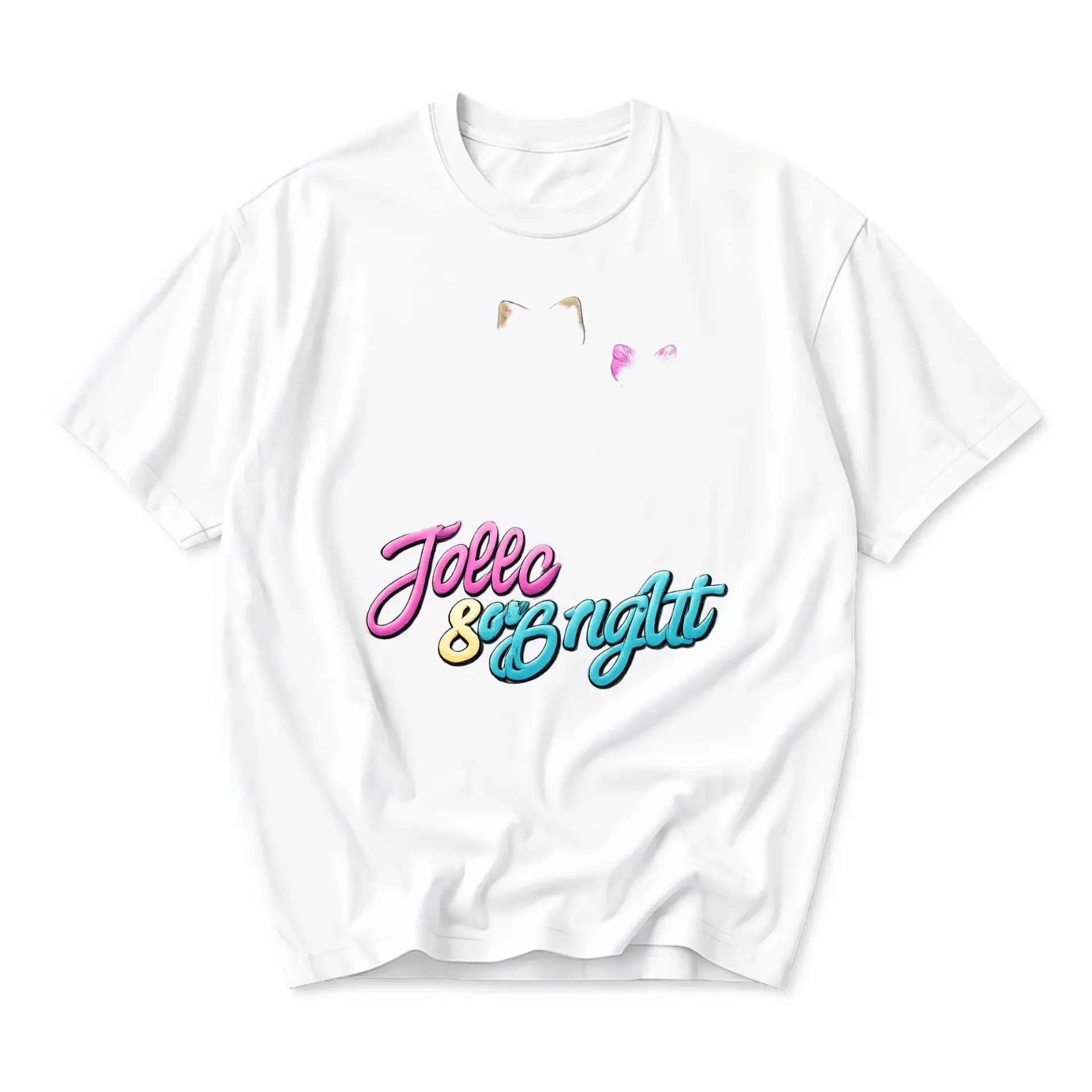 Graphic Tee Jolly and Bright Cute Cat Illustration Unisex Crew Neck Short