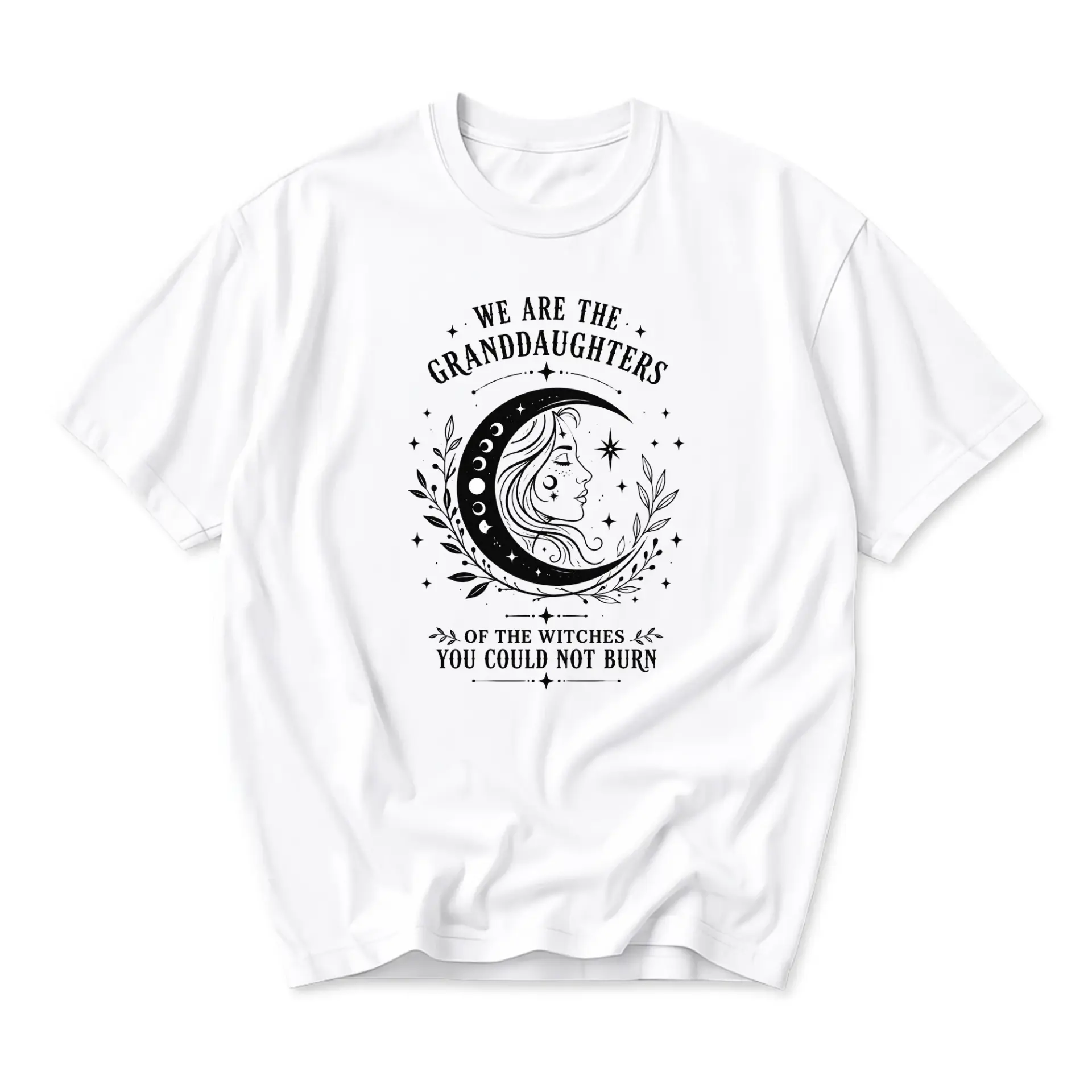 Graphic Tee We Are the Granddaughters of the Witches You Could Not Burn Celestial Moon Unisex Crew Neck Casual T-Shirt