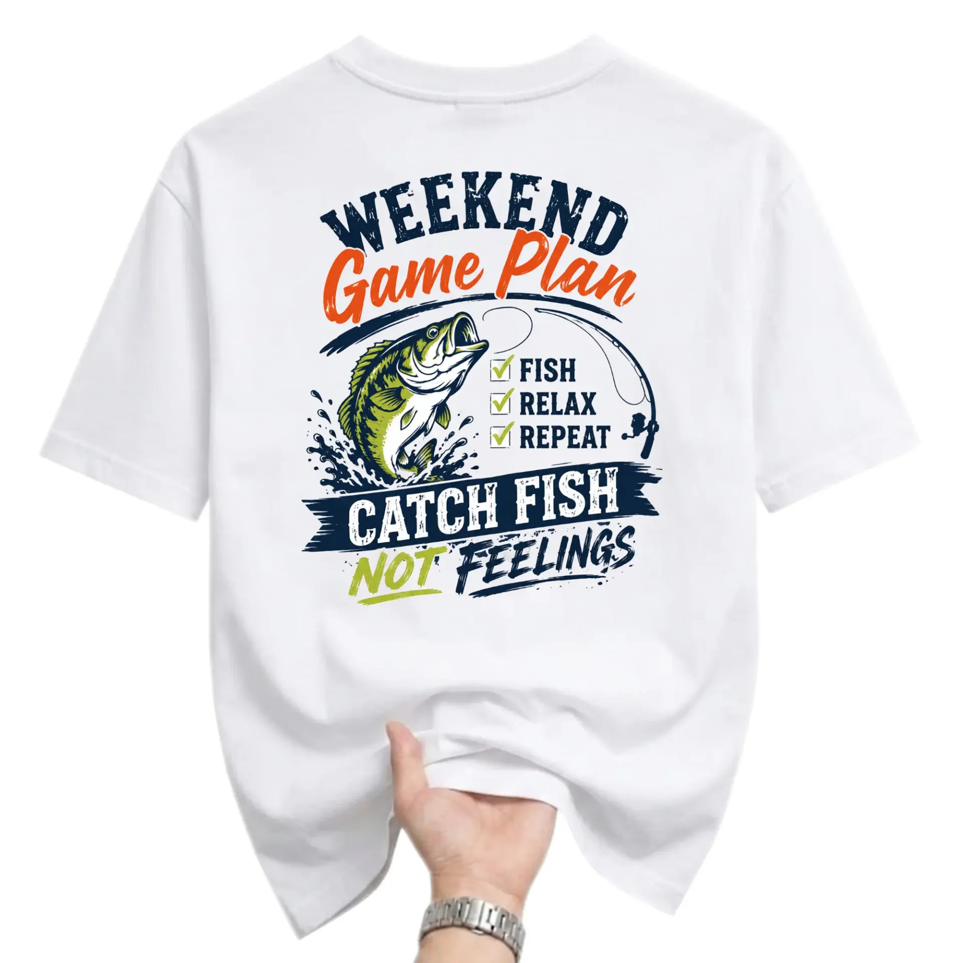 Funny Shirt Fishing Weekend Game Plan Graphic Tee Unisex Cotton Crew Neck