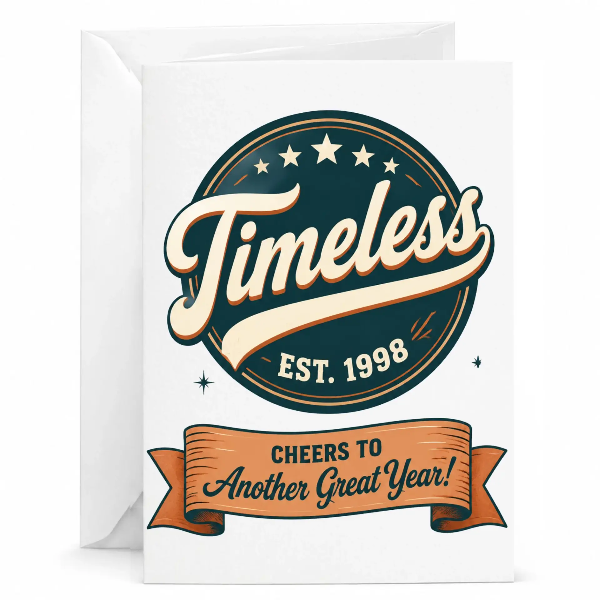 Birthday Card Timeless Est 1998 Cheers to Another Great Year Vintage Style Greeting Card for Milestone Celebration